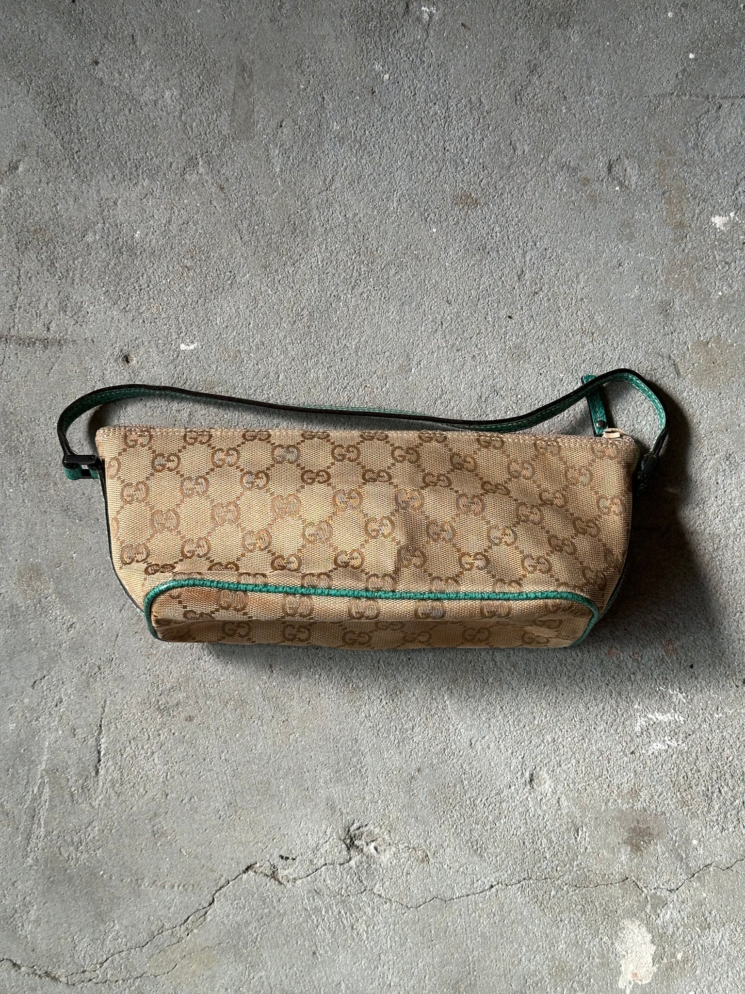 Gucci GG Monogram Pochette Boat Shoulder Bag Beige/Green
