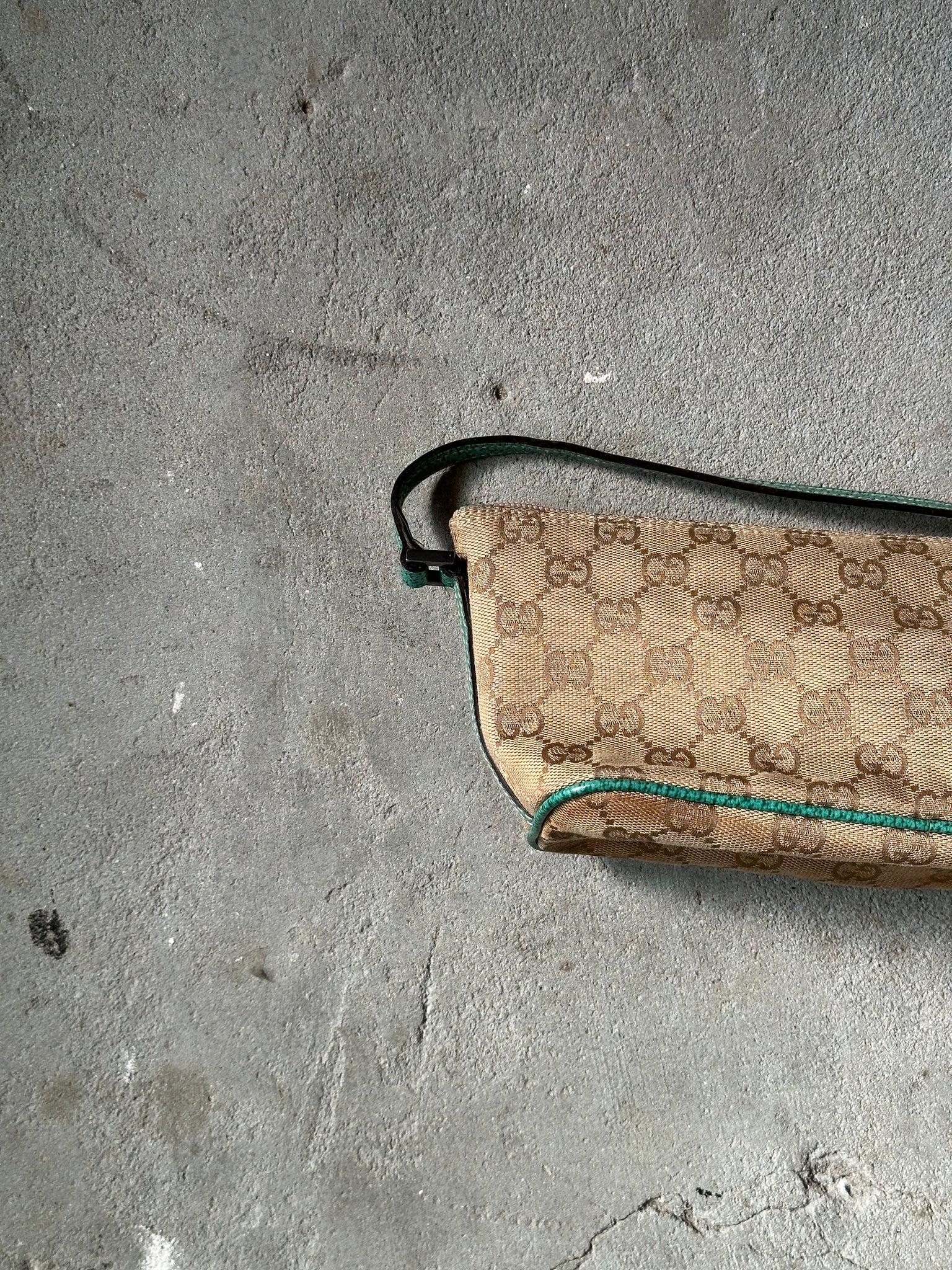 Gucci GG Monogram Pochette Boat Shoulder Bag Beige/Green