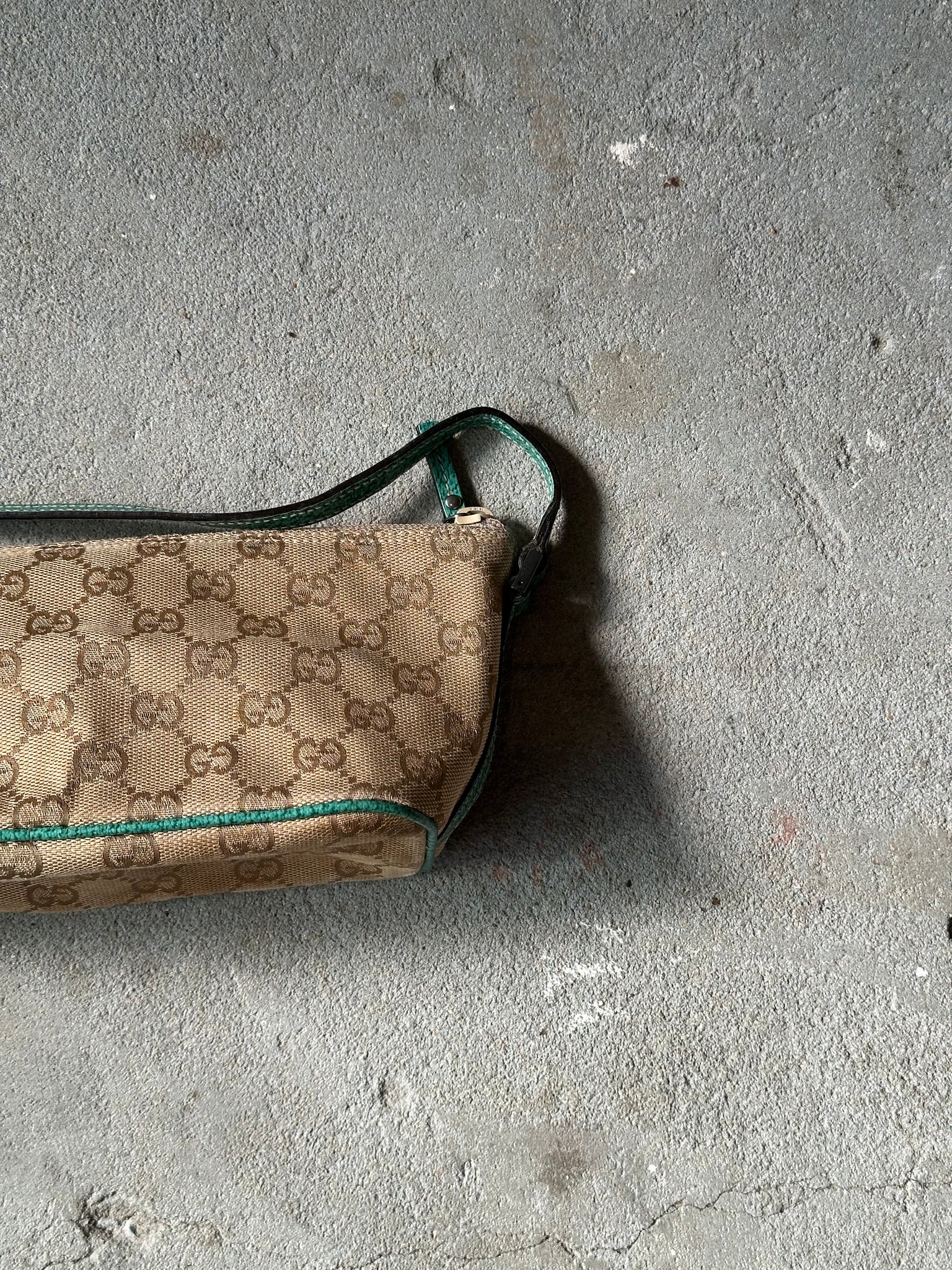 Gucci GG Monogram Pochette Boat Shoulder Bag Beige/Green
