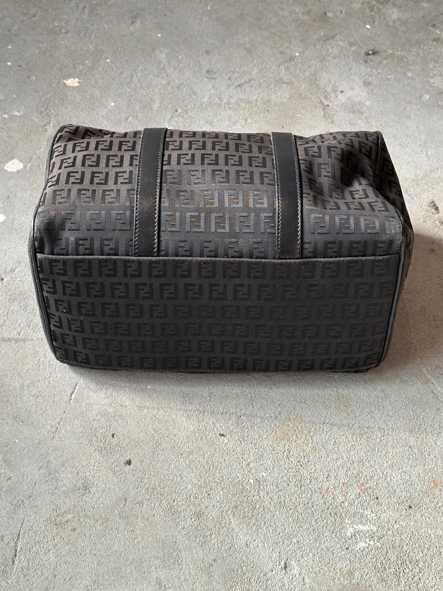Fendi Zucca Bauletto Boston Bag Black
