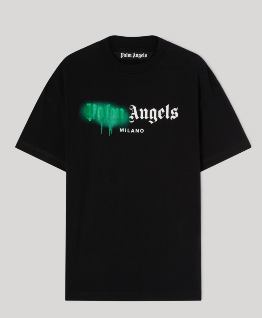 Palm Angels Green Sprayed Logo Tee Black
