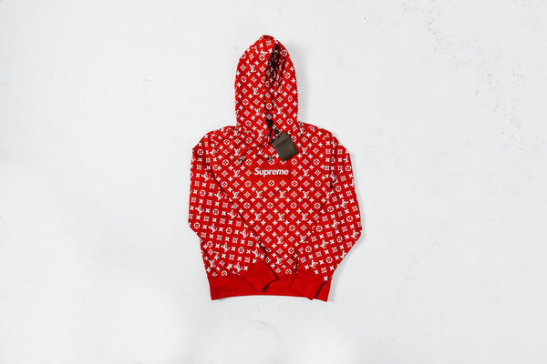 Louis Vuitton Supreme Box Logo Hoodie Red Xxs LV Auth Ak145, Women's