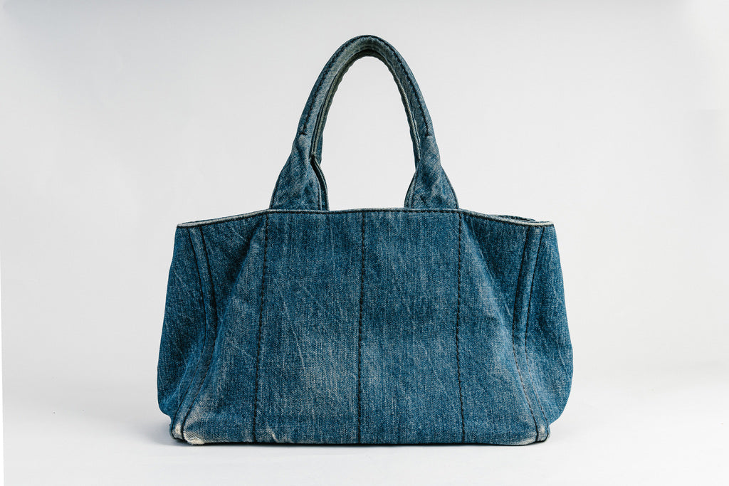 Prada Blue Canapa Denim Tote