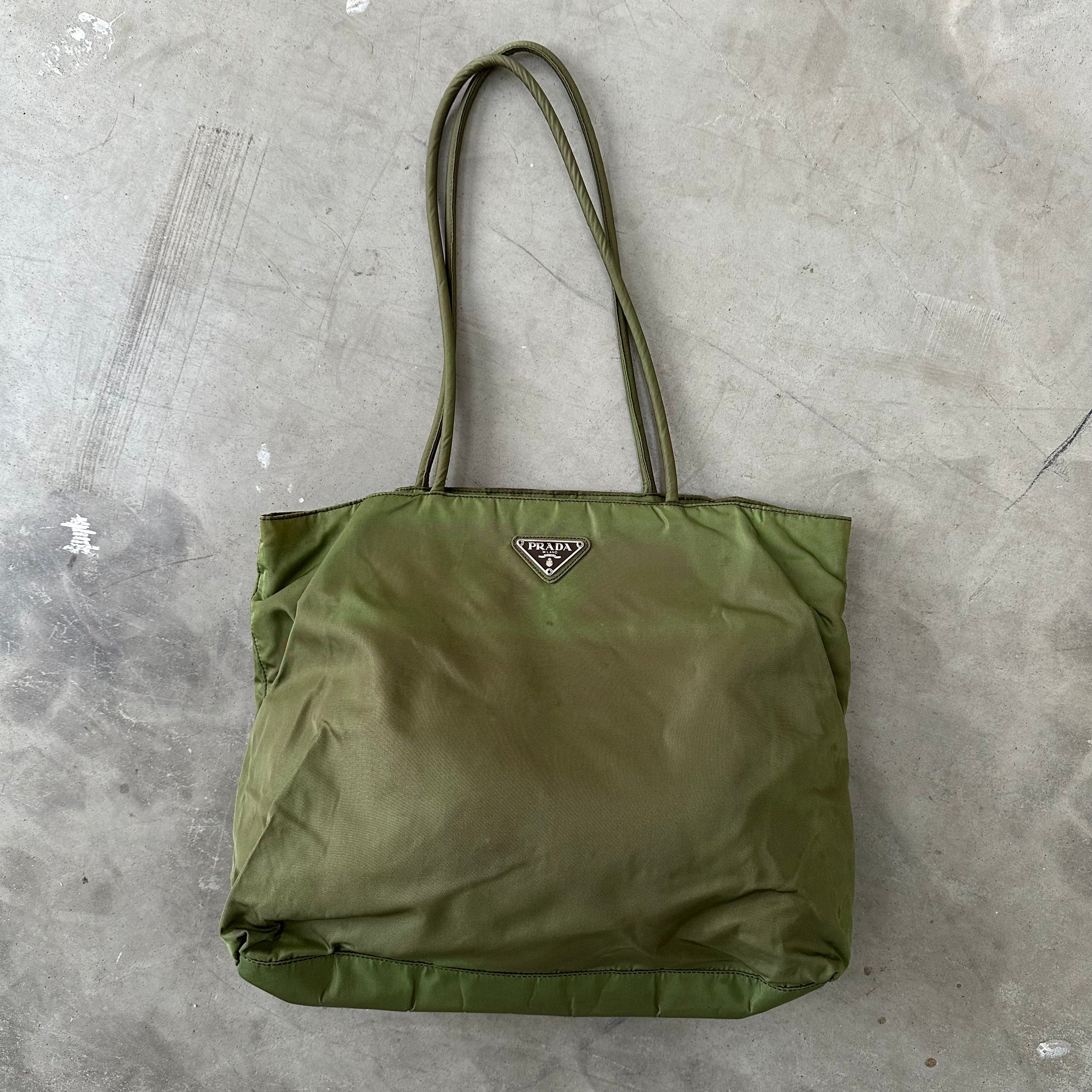 Prada Green Nylon Tote Shoulder Bag