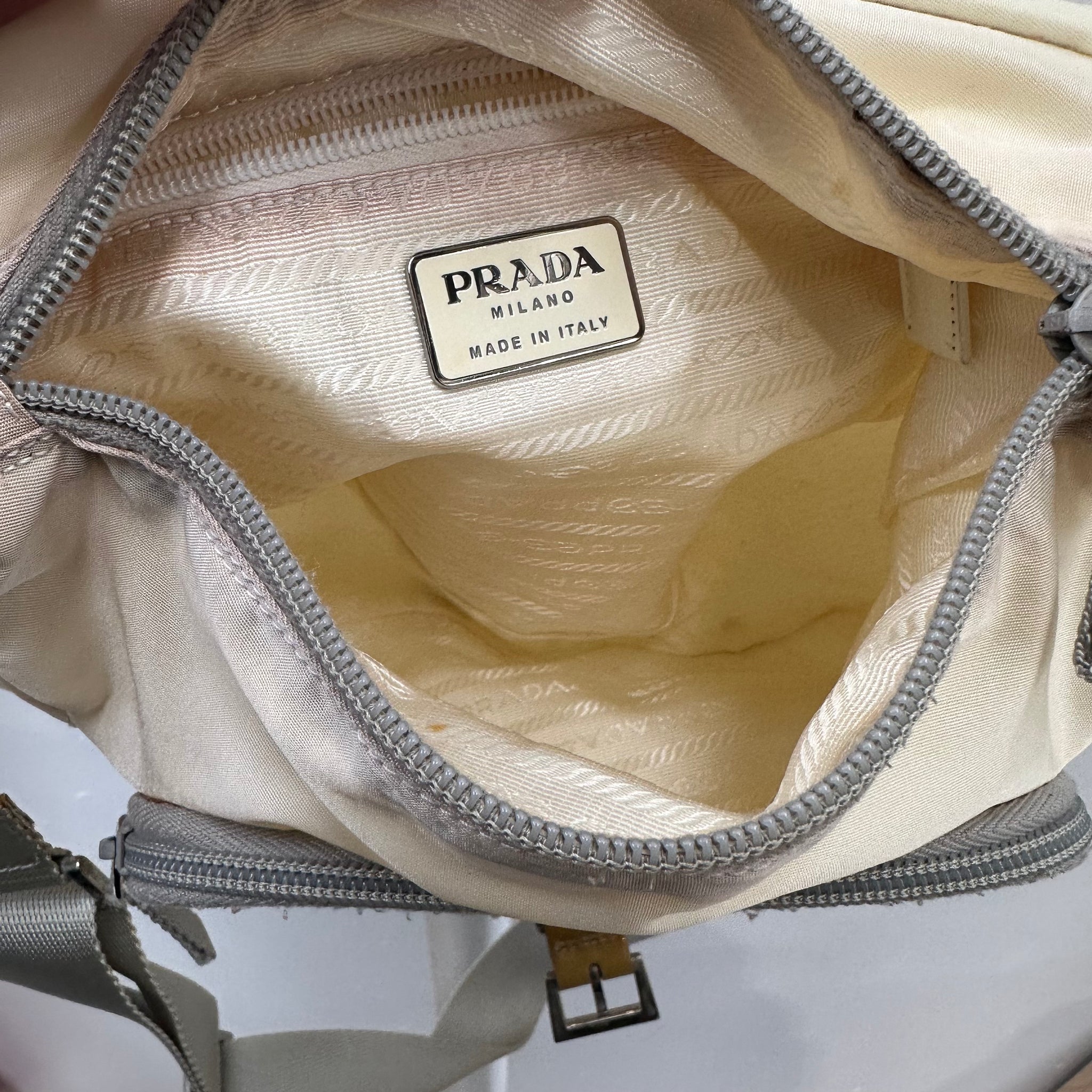 Prada White Front Buckle Messenger Bag