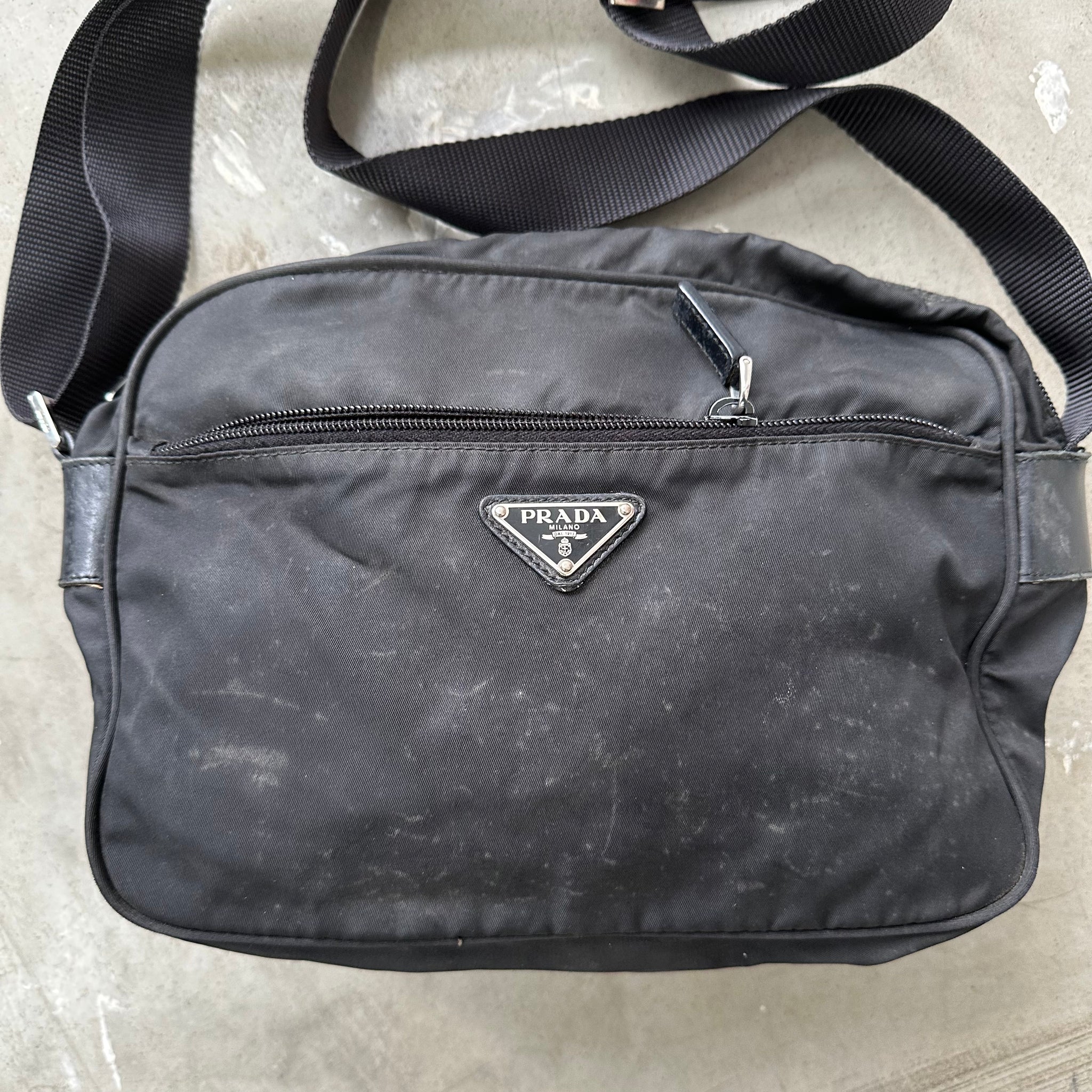 Prada Black Messenger Nylon Bag
