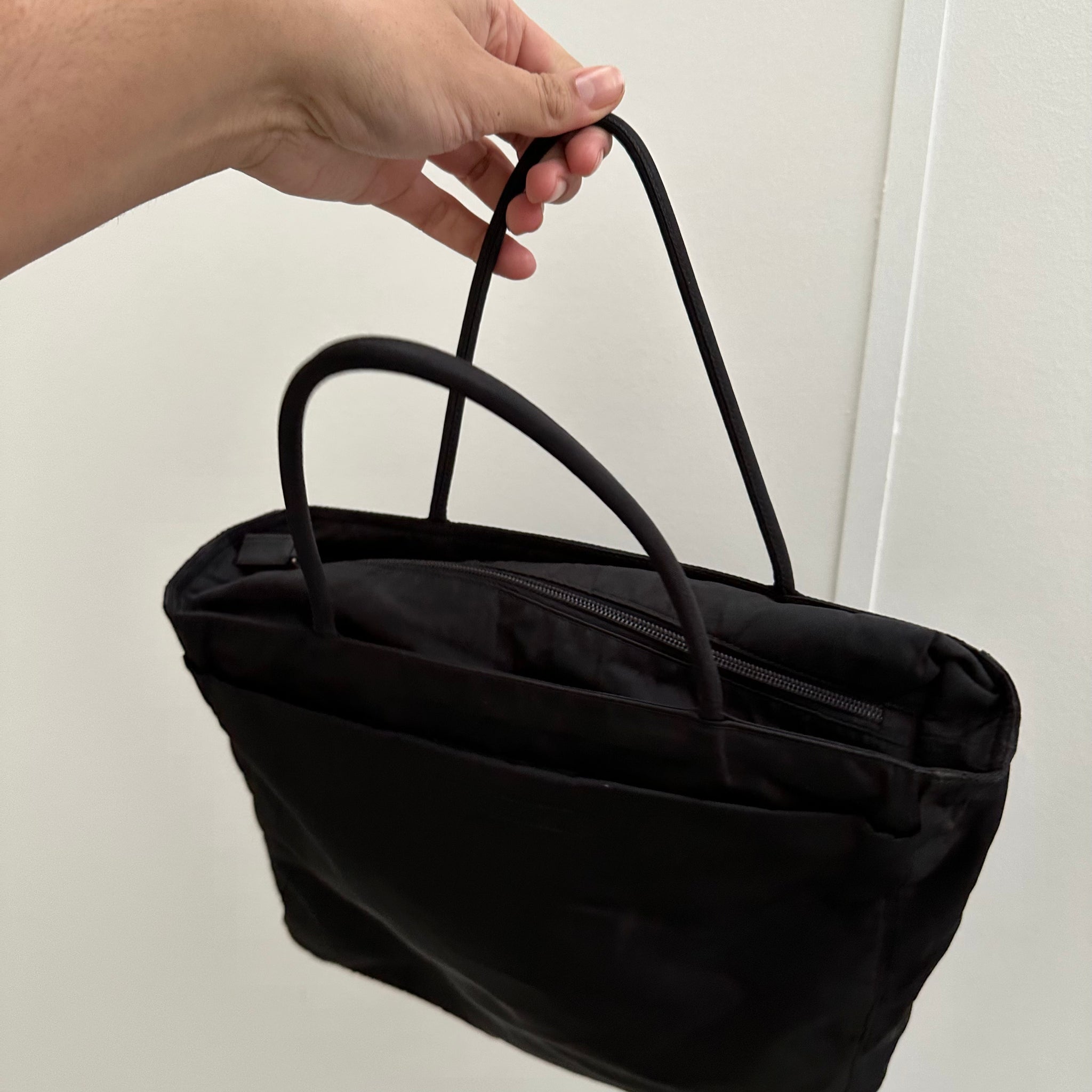 Prada Side Logo Tote Bag Black Nylon
