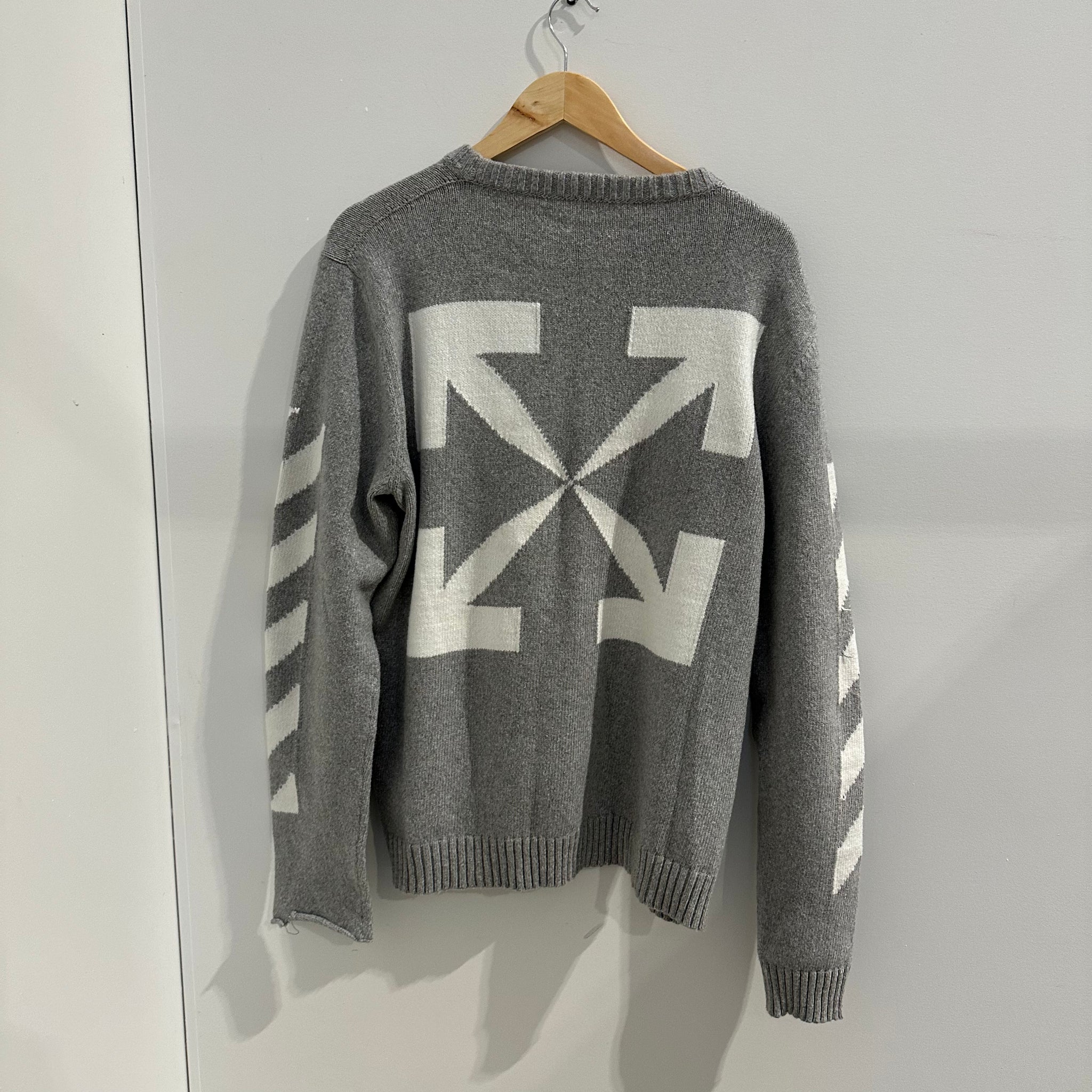 Off-White Grey Diag Arrow Sweater Fits L-XL