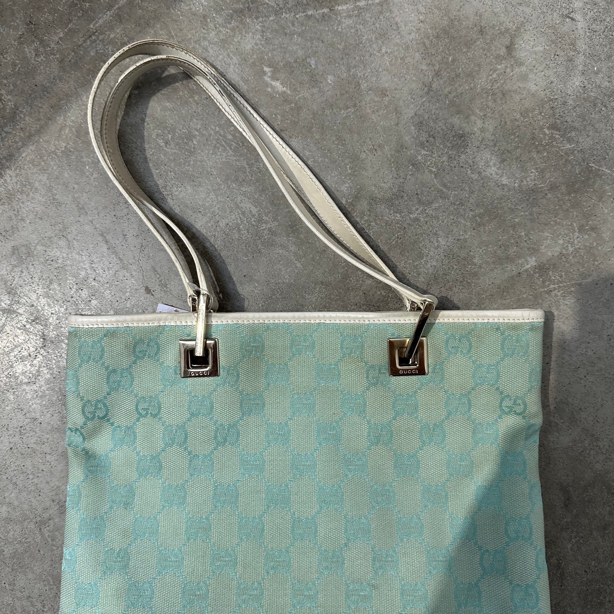 Gucci Mini Metal Squre Tote Bag Canvas Blue