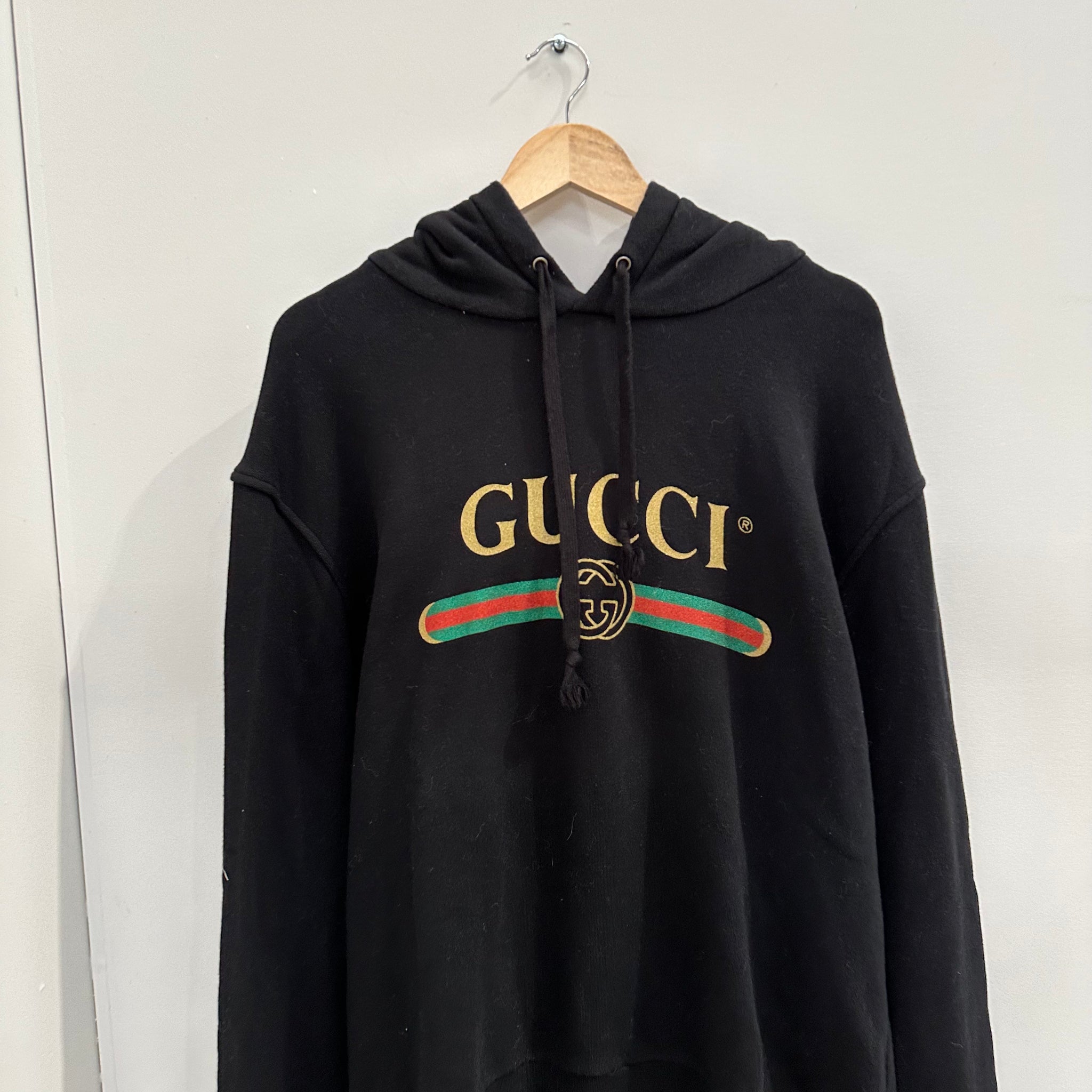 Gucci Wolf Patches Cotton Hoodie Black Size L Curated by Charbel