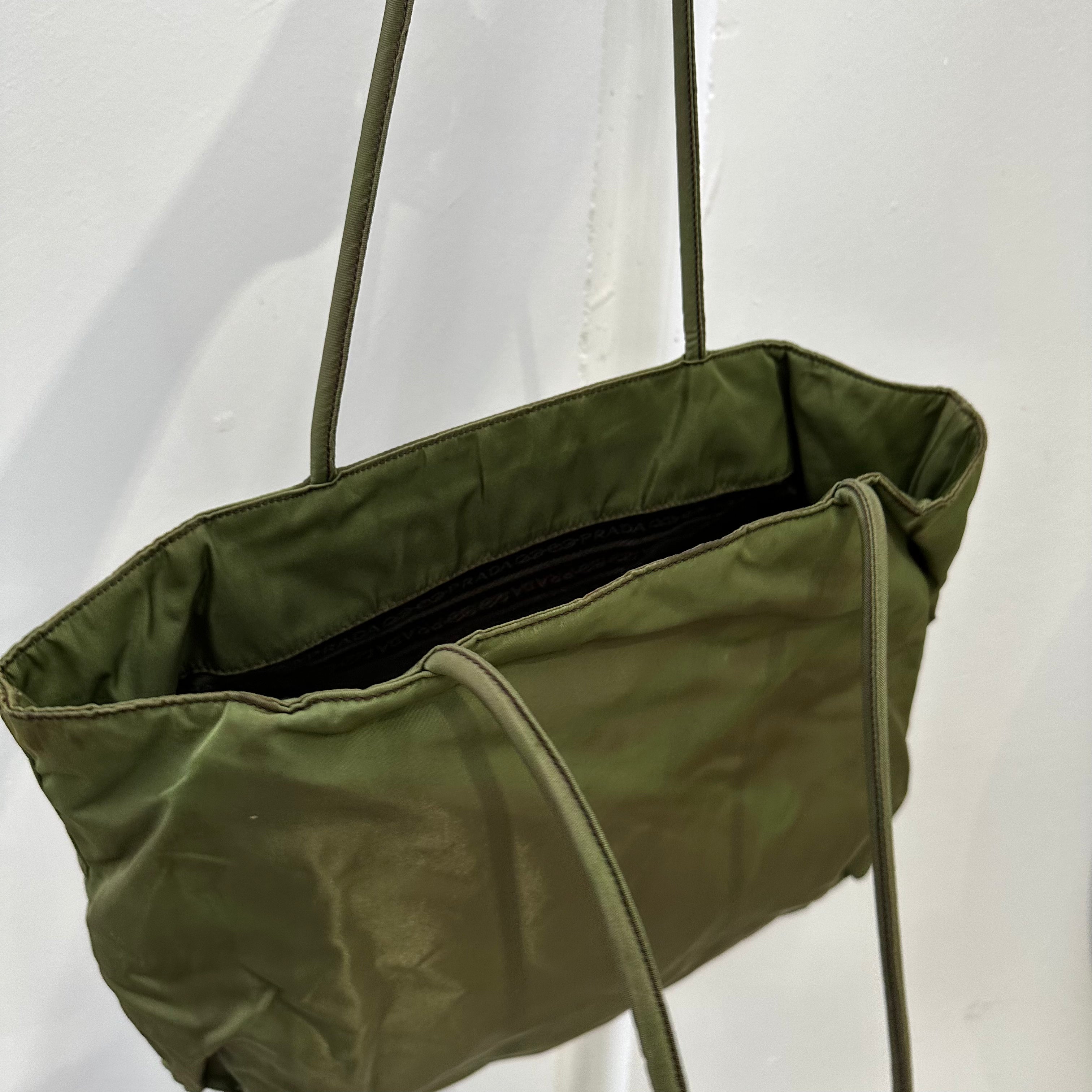 Prada green tote online bag