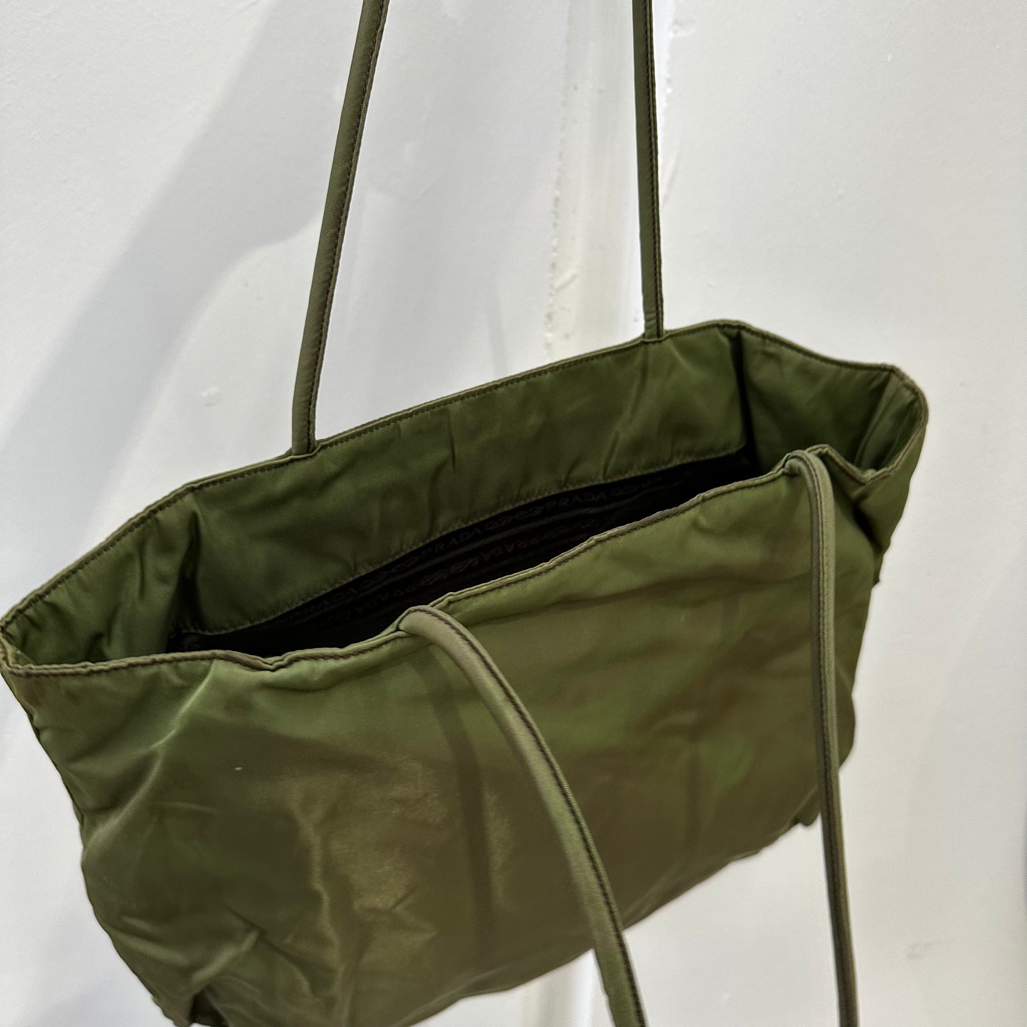 Prada Green Nylon Tote Shoulder Bag