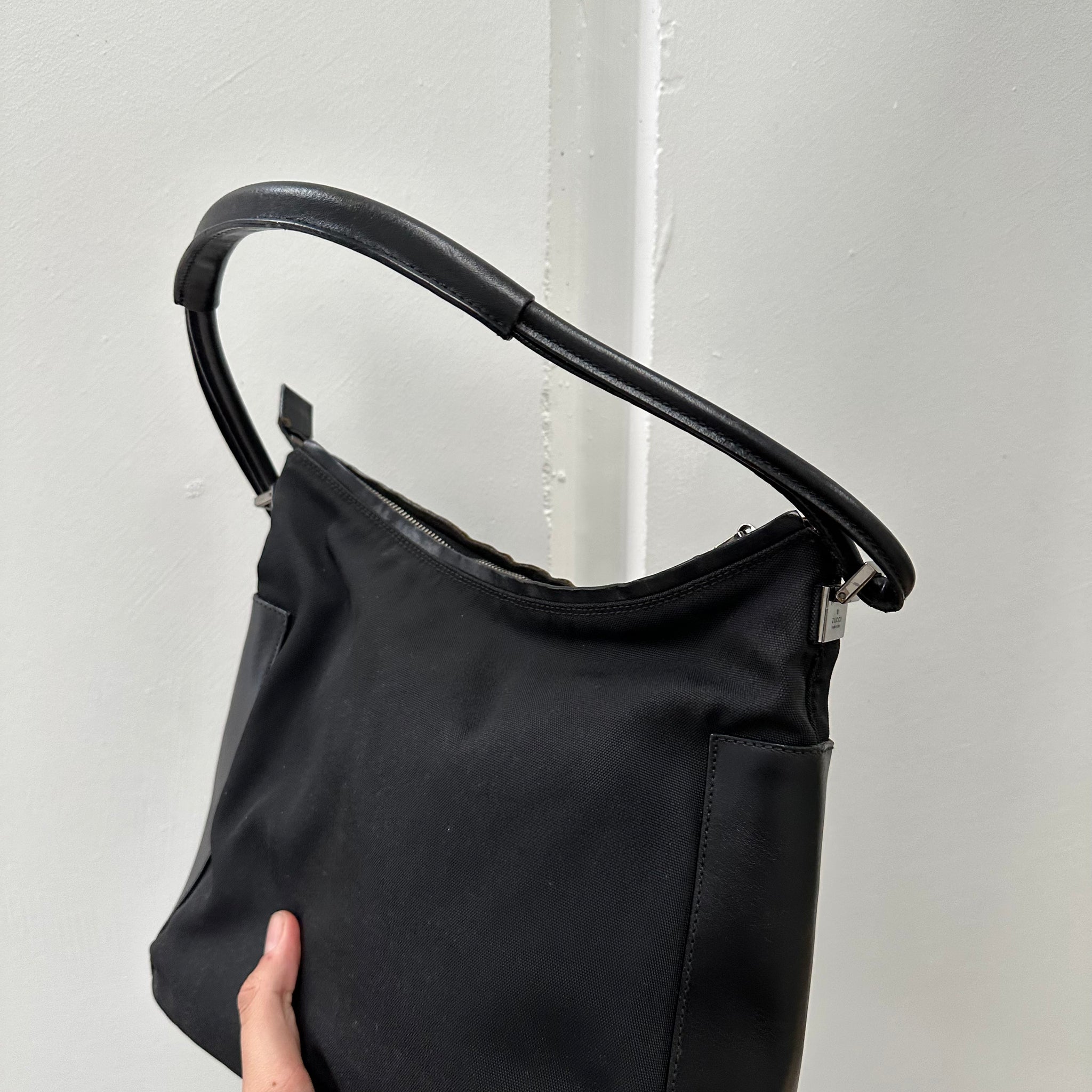 Gucci Black Shoulder Bag Nylon and Leather