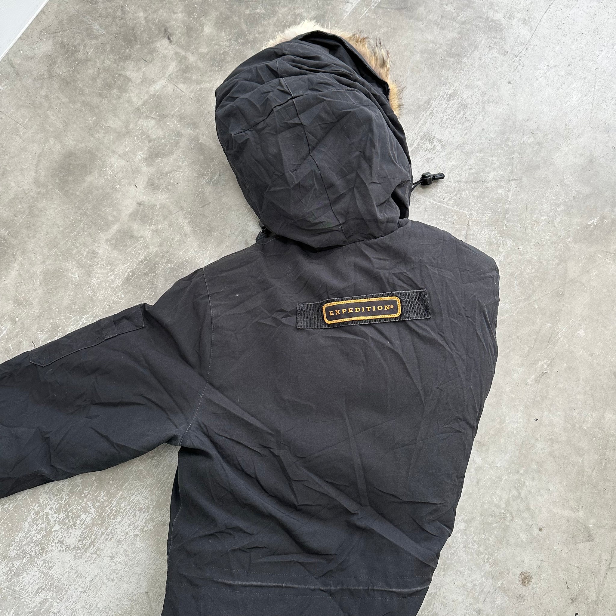 Canada Goose Expedition Logo-Patch Detailed Fur Parka Black Jacket Size XS