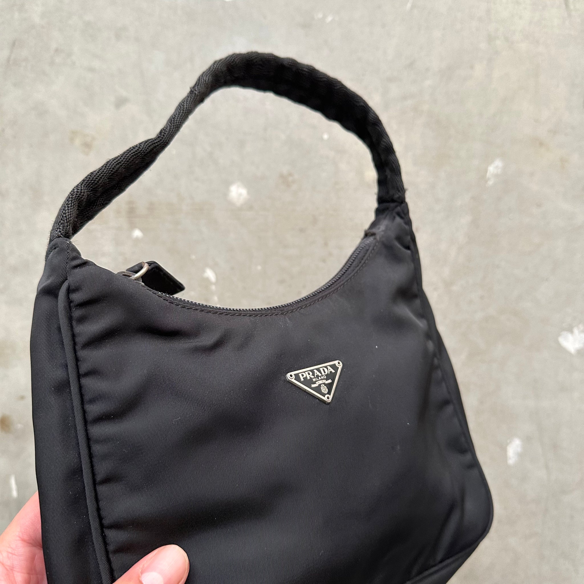Prada Black Nylon Shoulder Hobo Bag