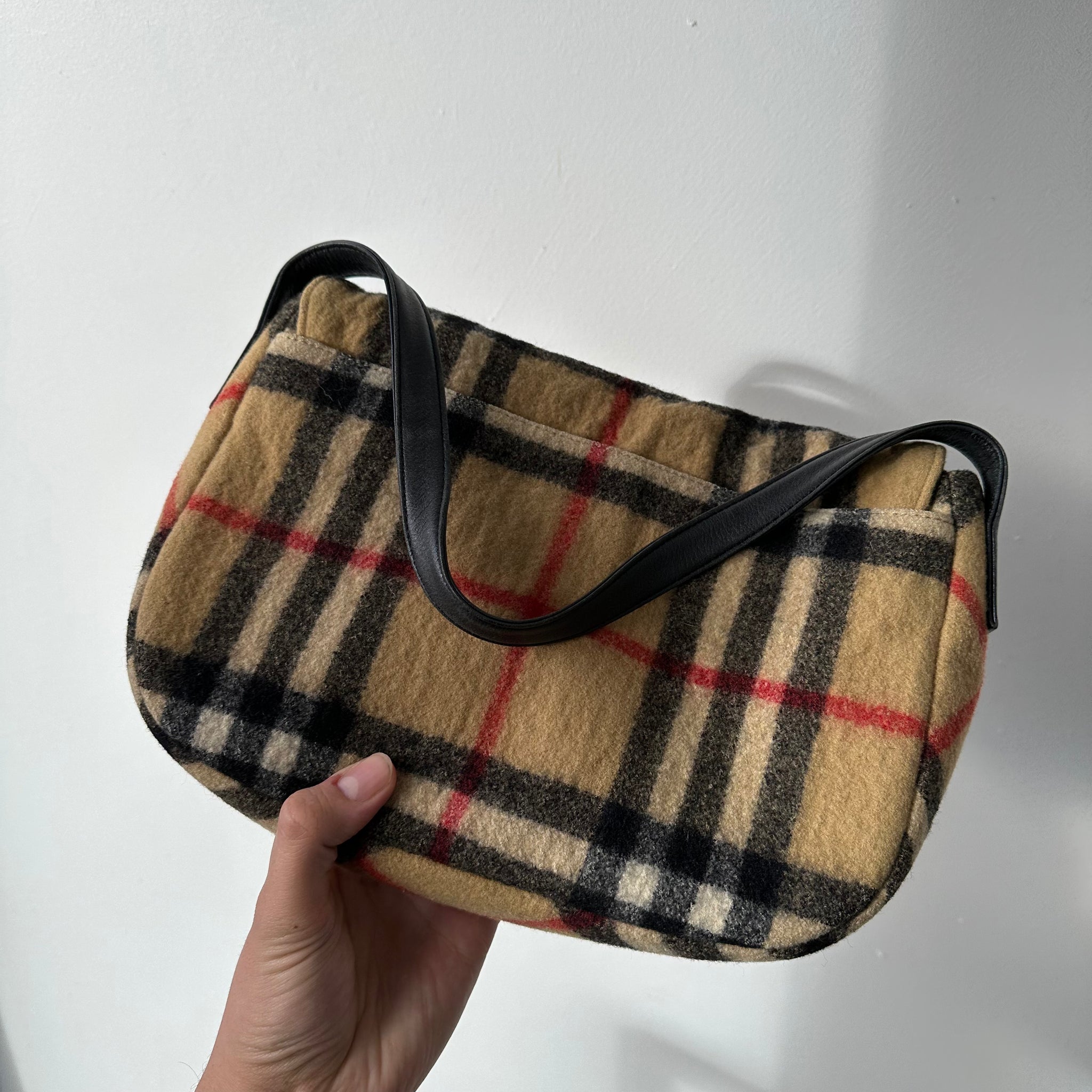 Burberry Vintage Plaid Print Front Buckle Shoulder Bag