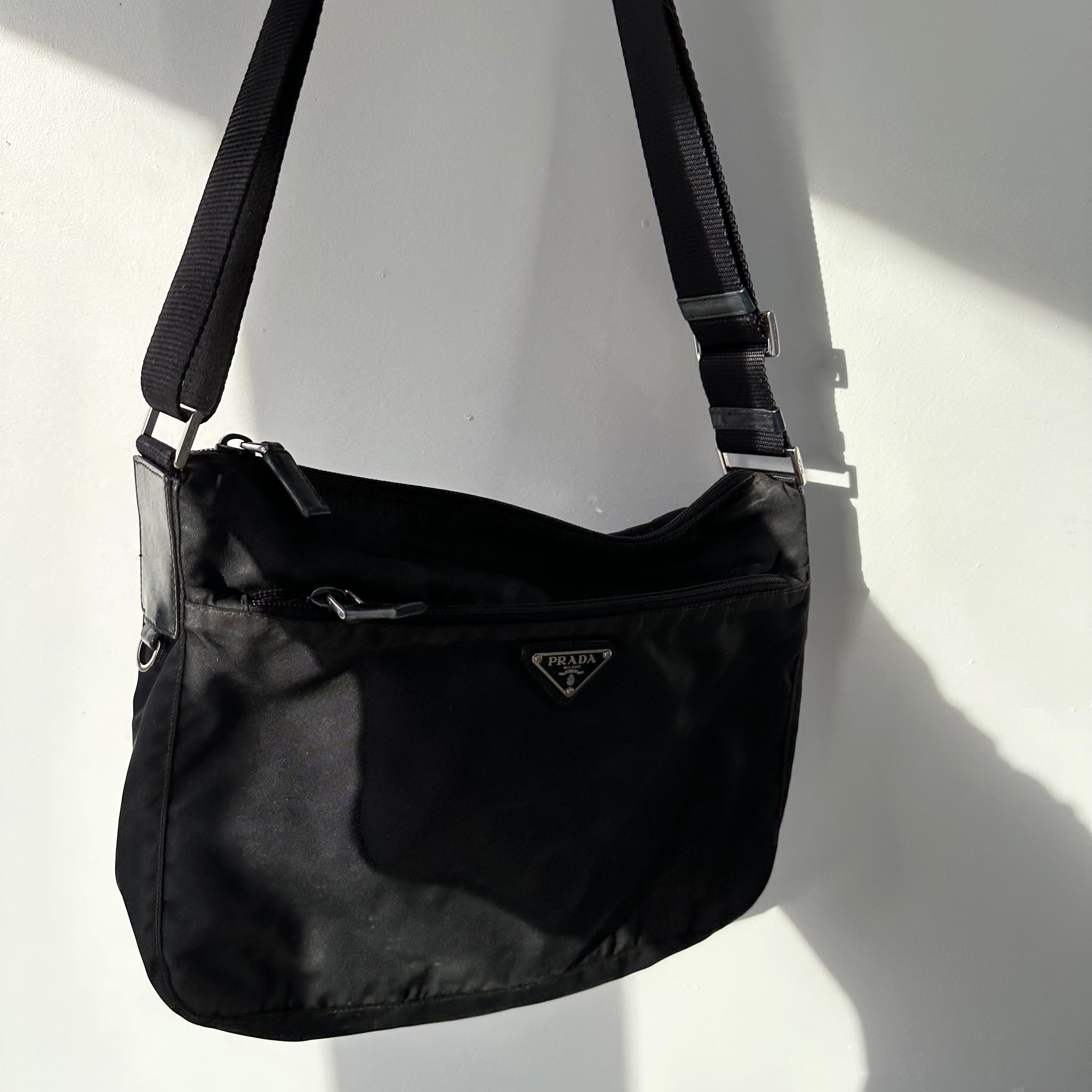 Prada Messenger Crossbody Bag Nylon Black
