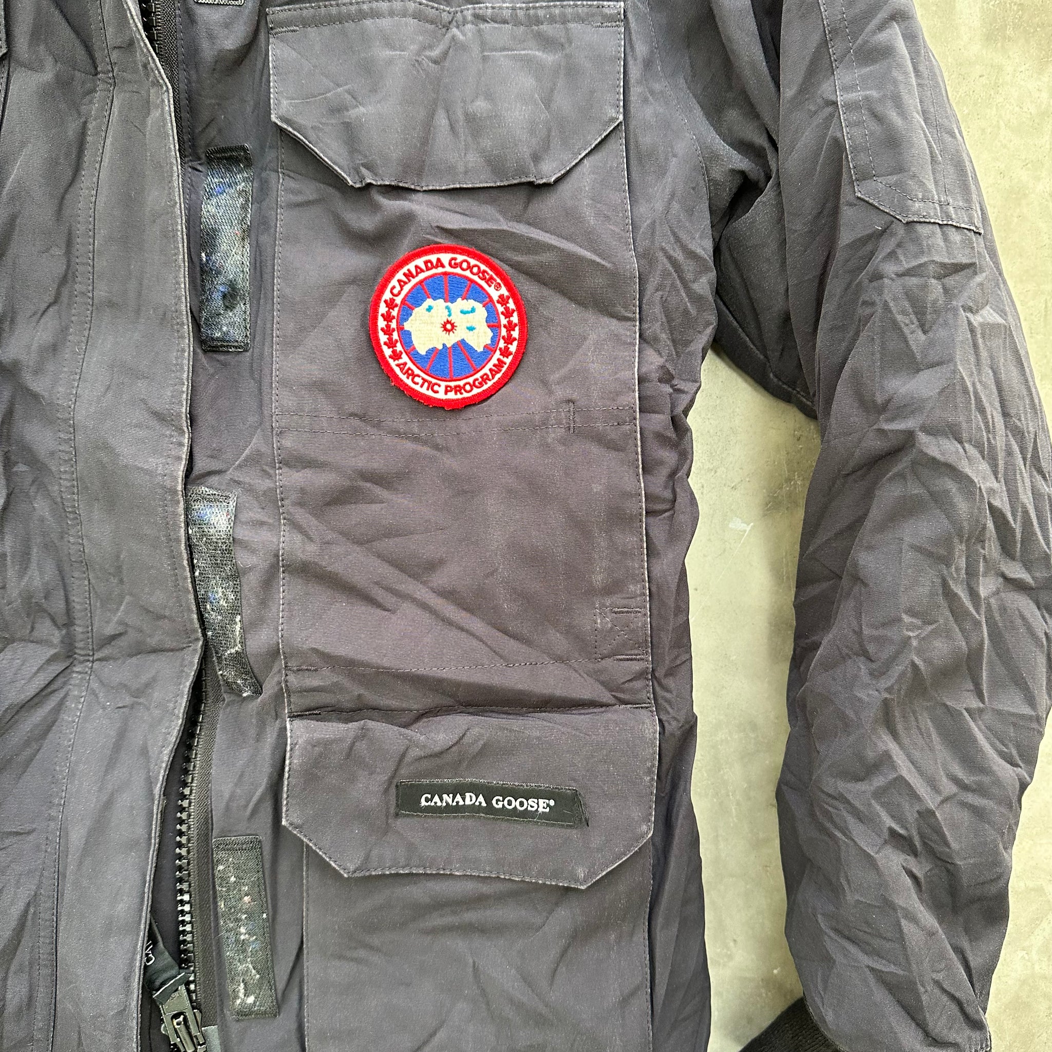 Canada Goose Expedition Logo-Patch Detailed Fur Parka Navy Jacket Size XS