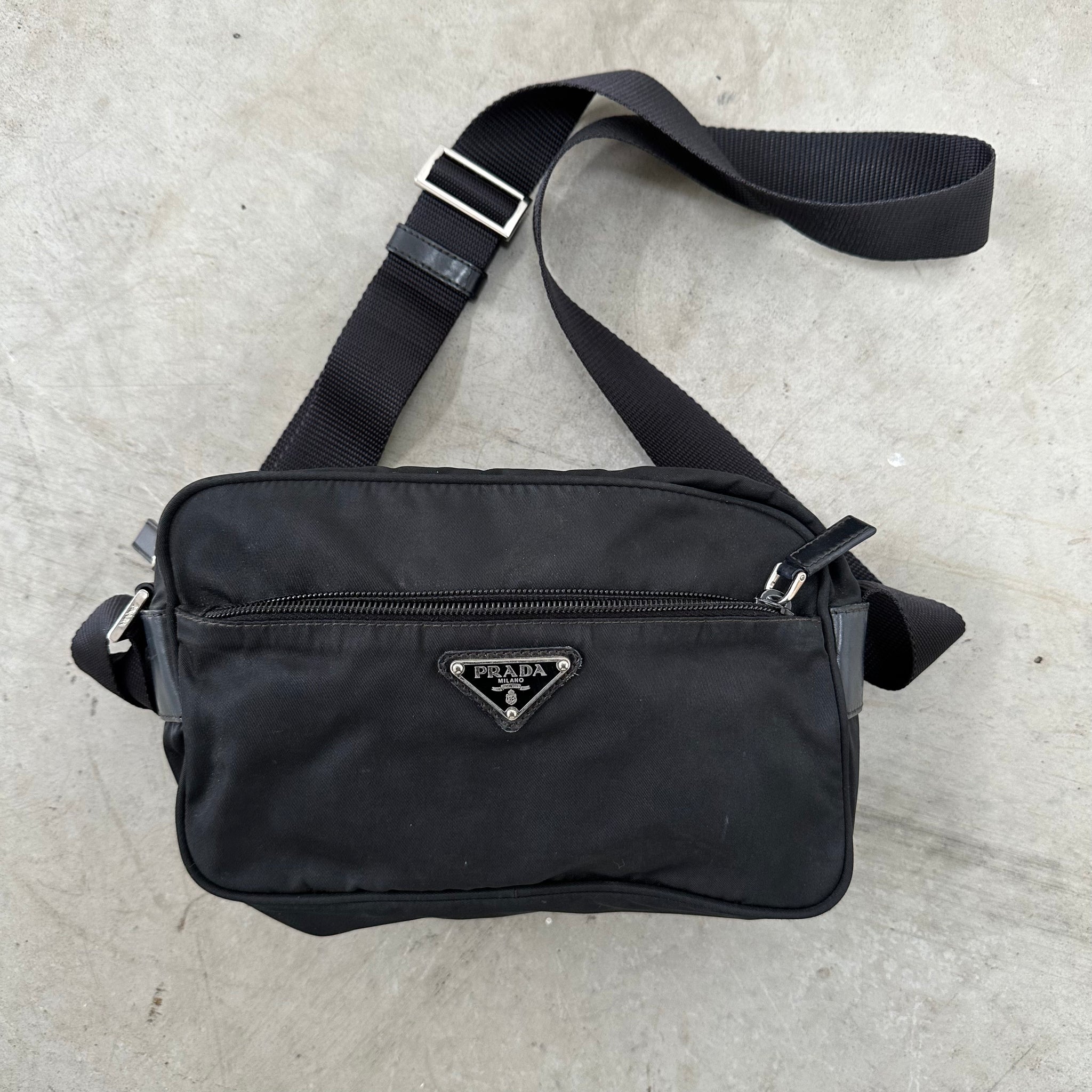 Prada Black Messenger Nylon Bag