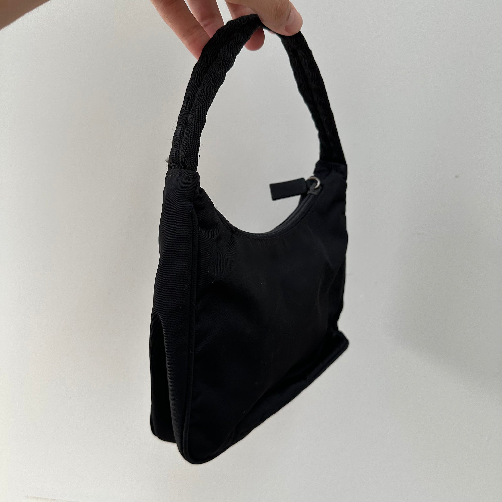 Prada Black Nylon Shoulder Hobo Bag