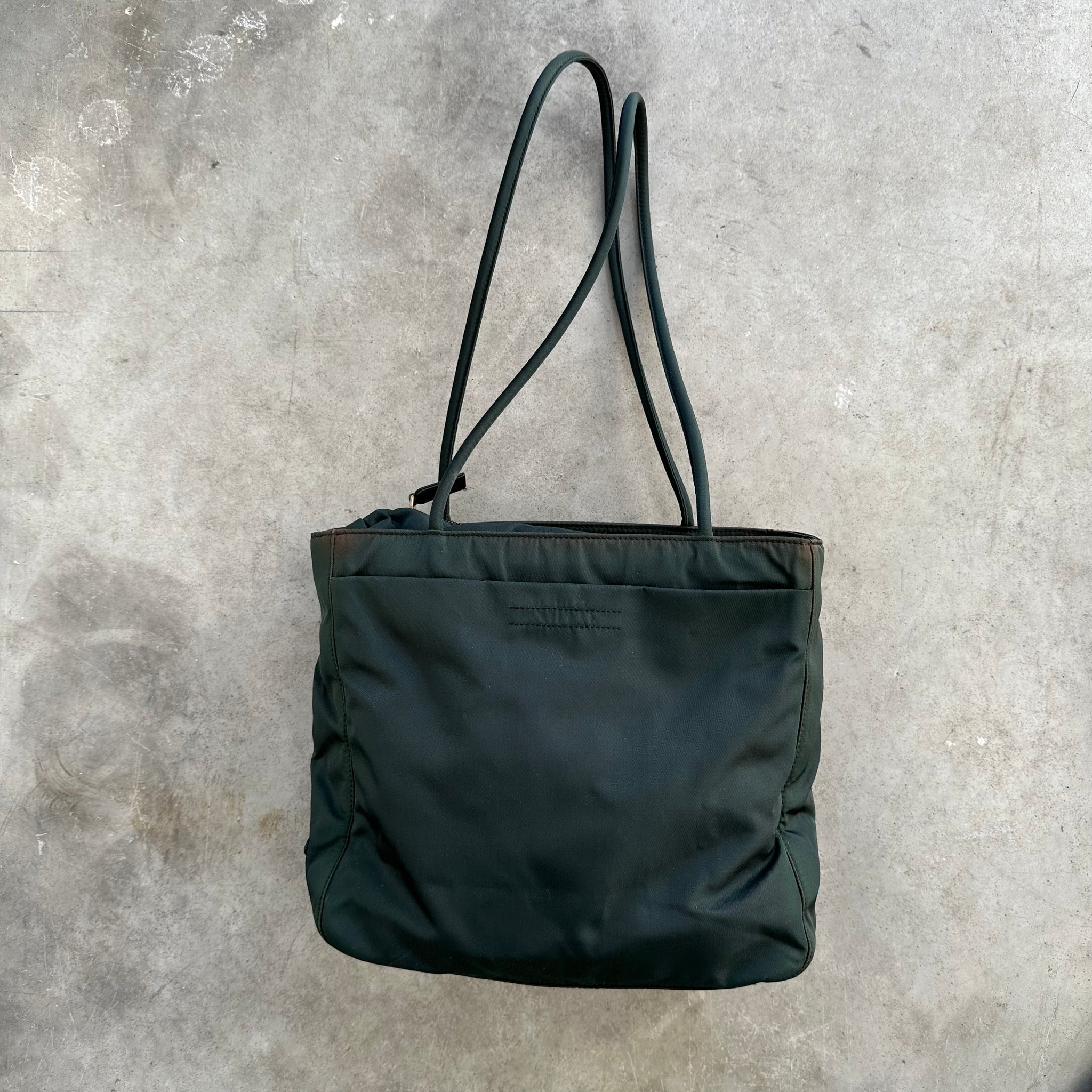 Prada Side Logo Tote Bag Nylon Green