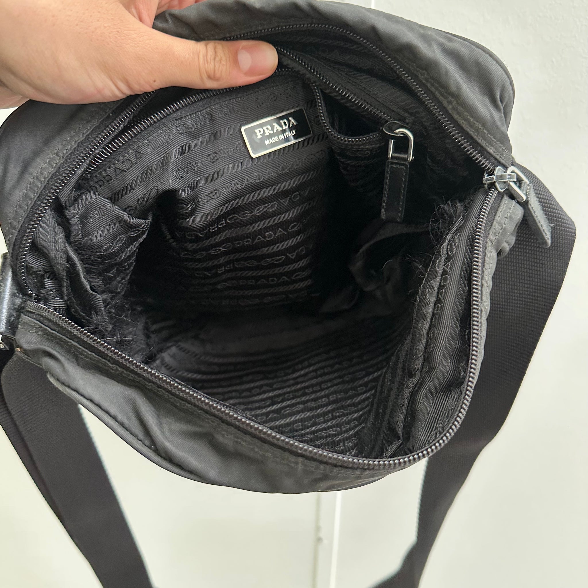 Prada Black Messenger Nylon Bag