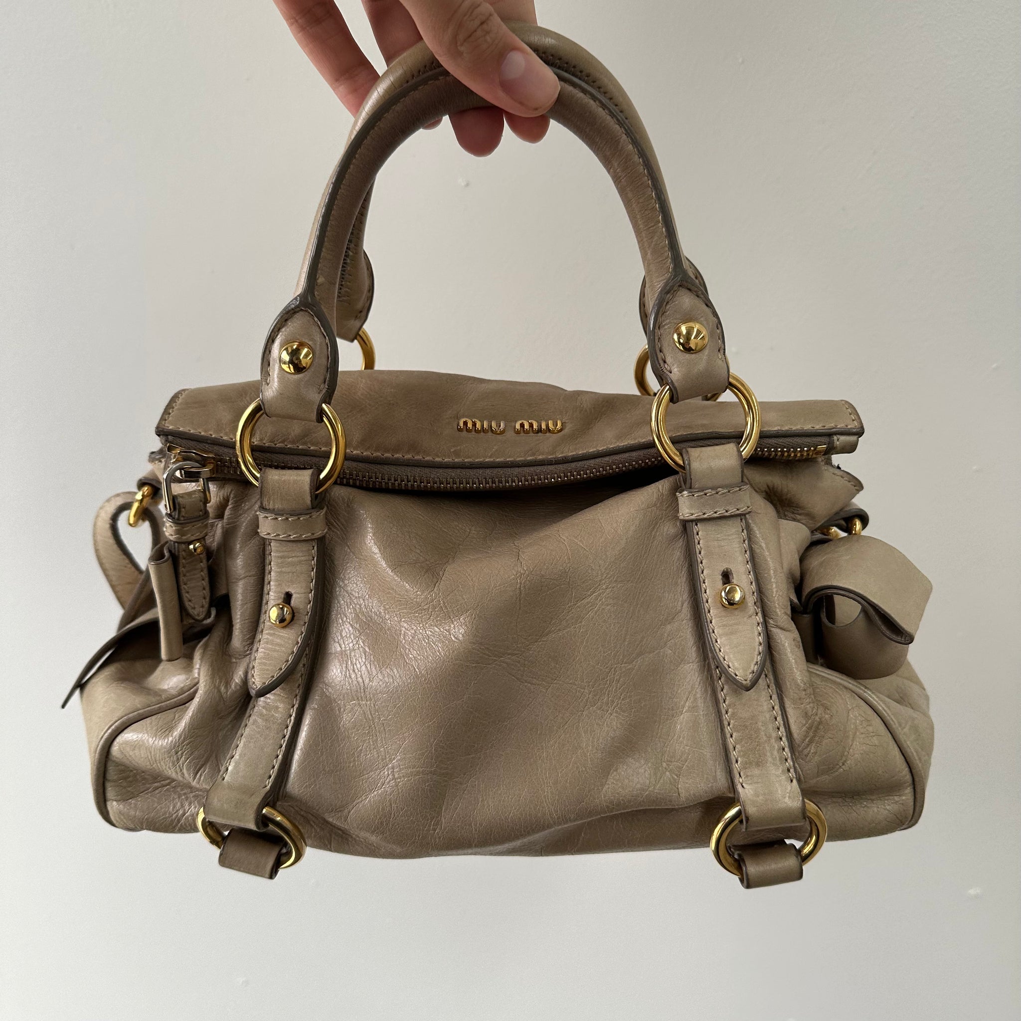 Miu Miu Beige Leather Shoulder Bag