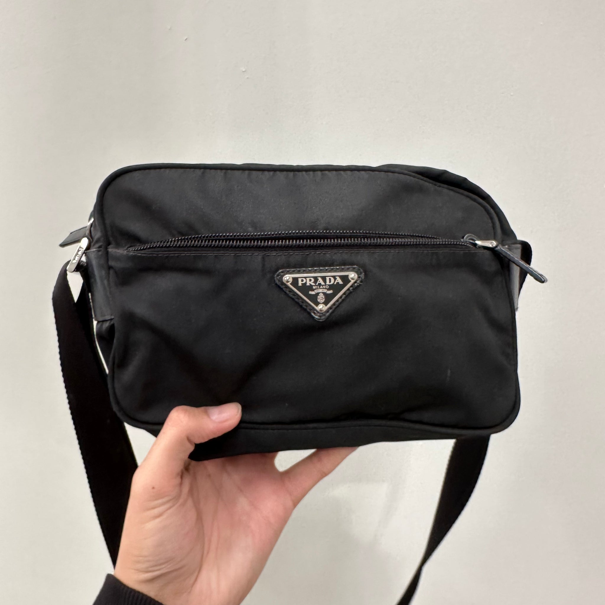 Prada Black Messenger Nylon Bag