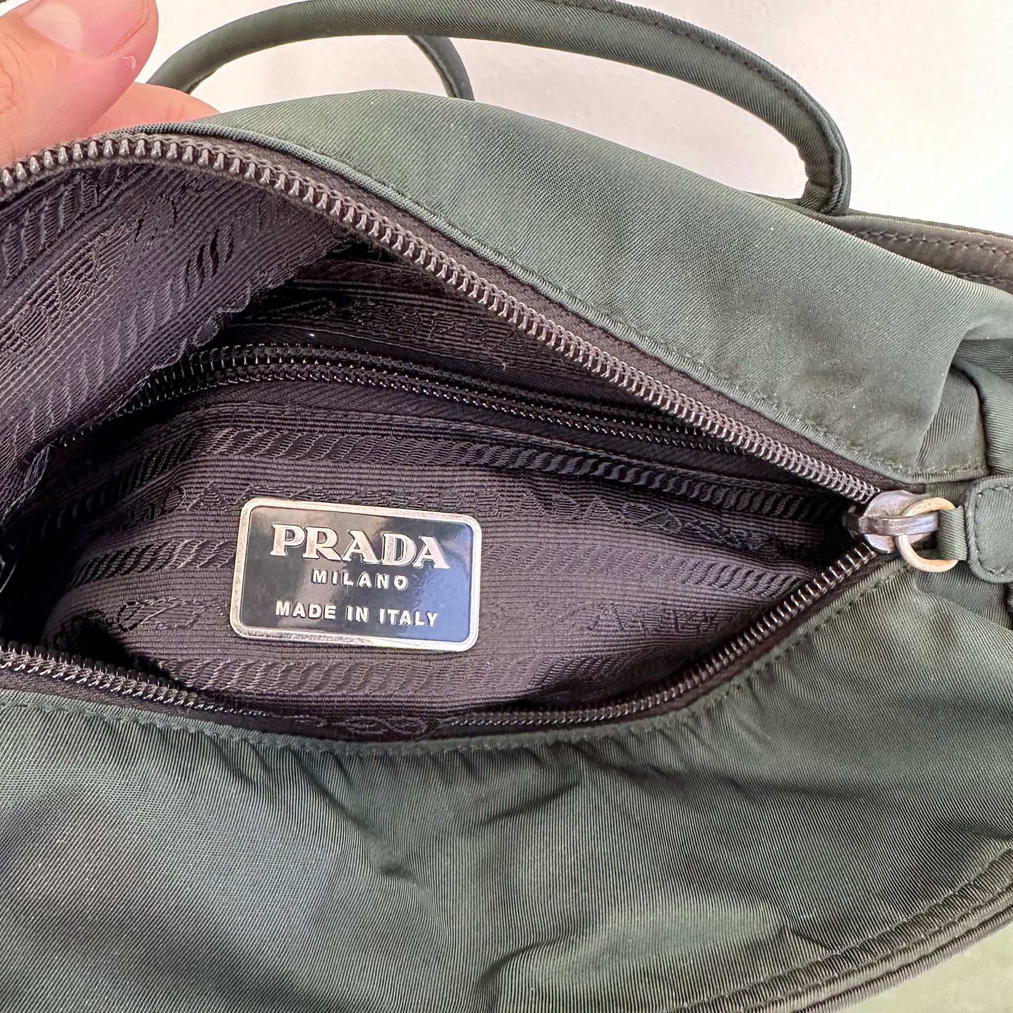 Prada Side Logo Tote Bag Nylon Green
