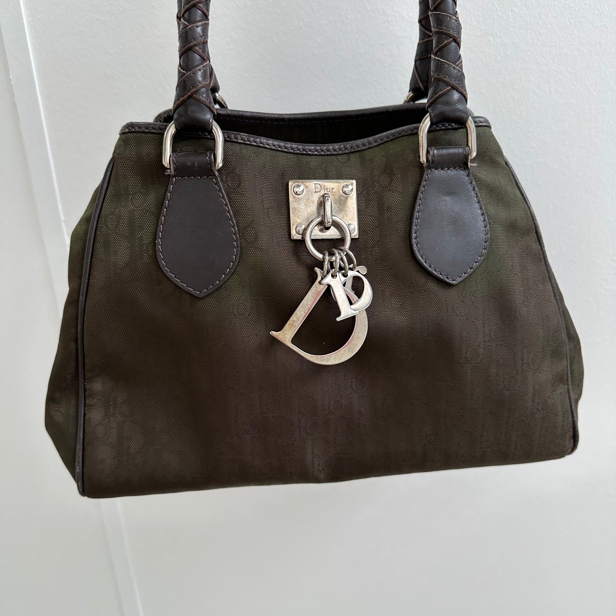 Dior Charm Logo Mini Tote Bag Green
