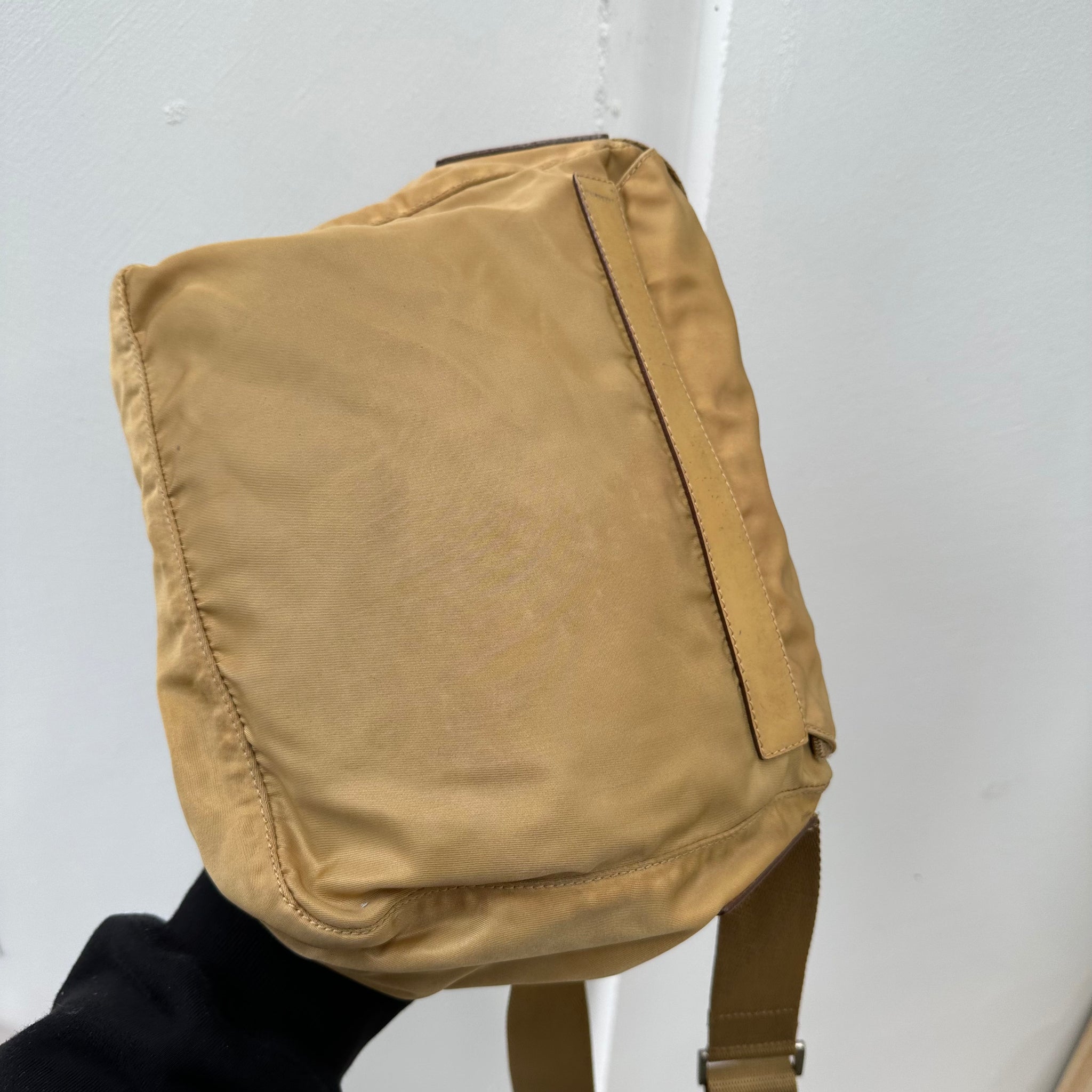 Prada Beige Front Buckle Messenger Bag