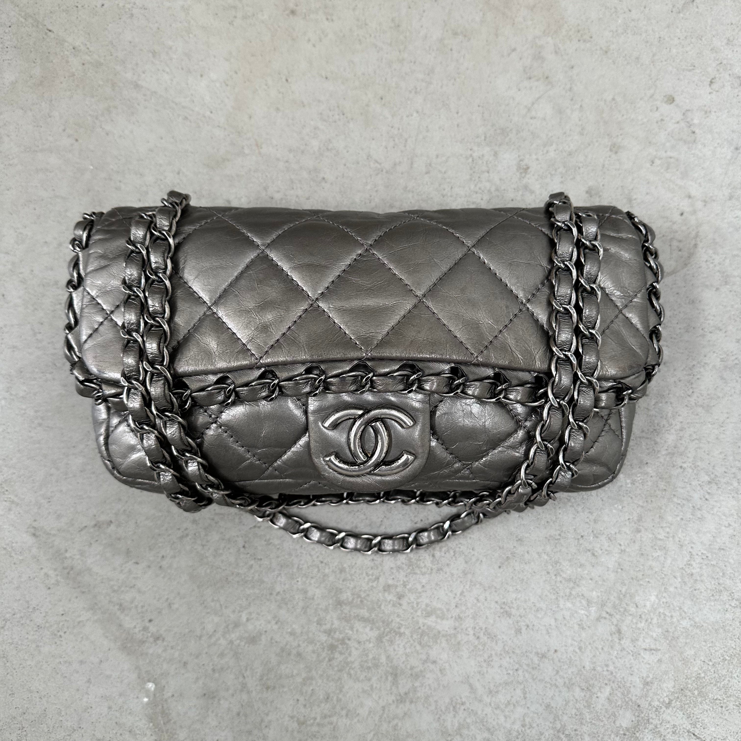 Gray chanel flap best sale bag