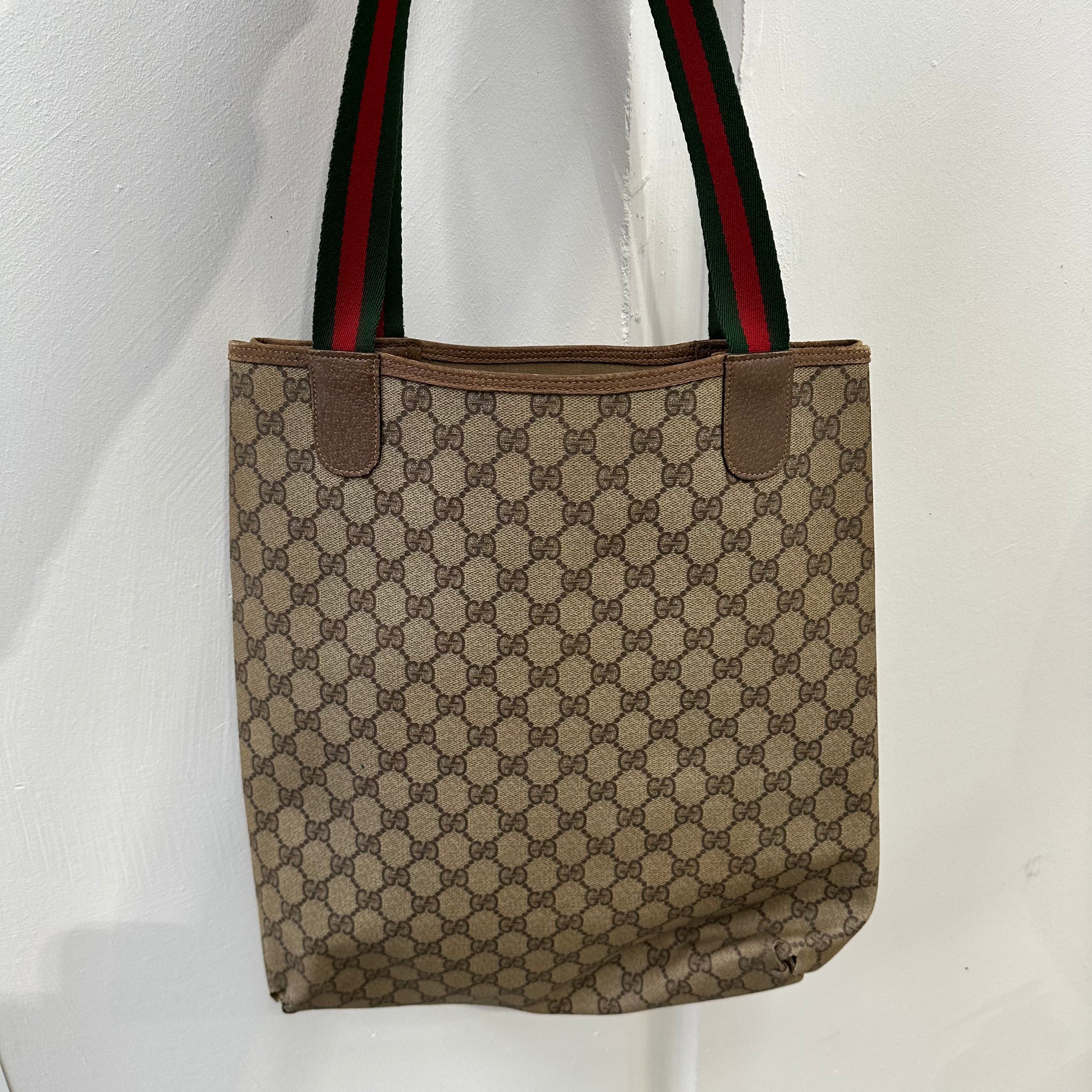 Gucci Striped Strap Logo Tote Bag