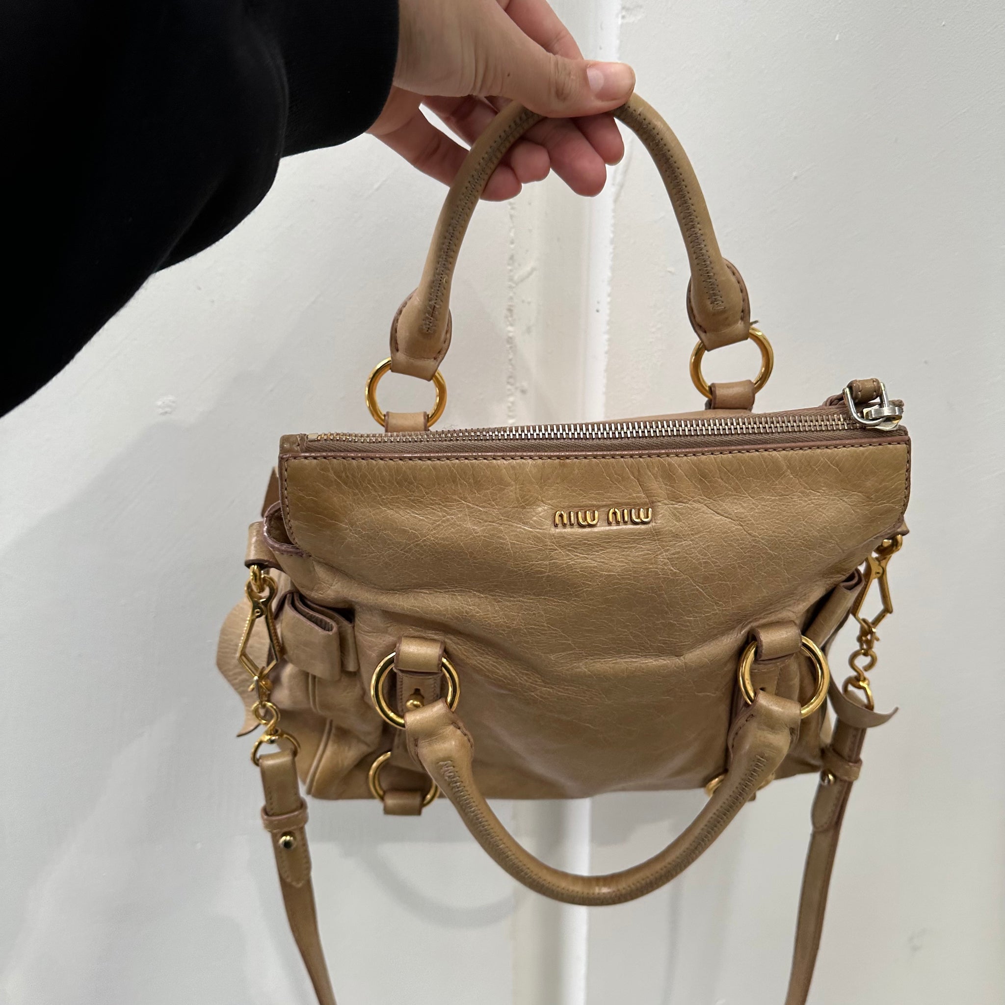 Miu Miu Beige Leather Hand Bag