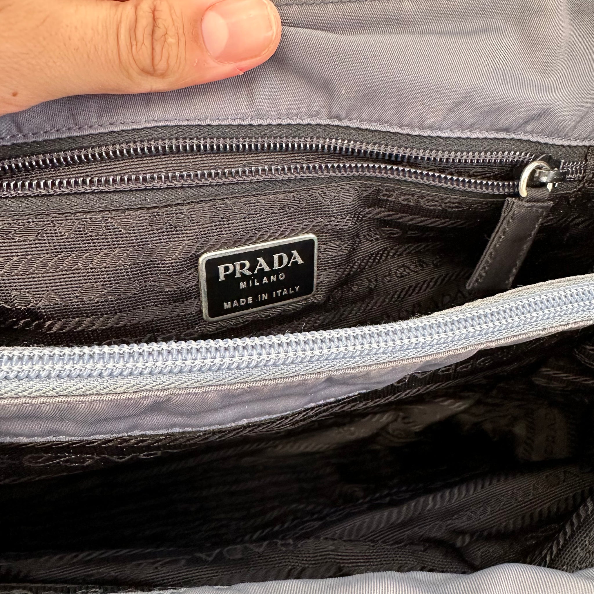 Prada Hand Bag Nylon Blue