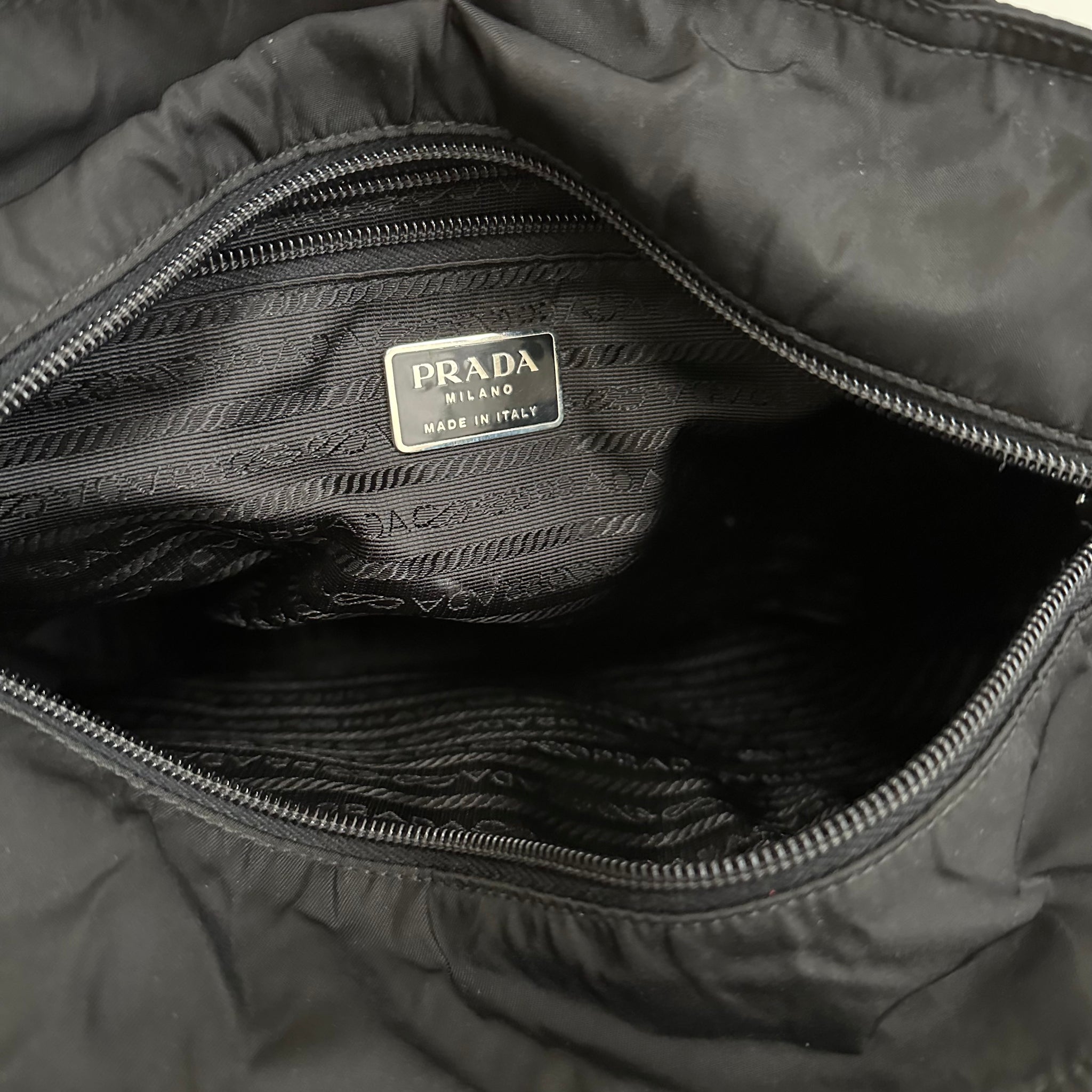 Prada Side Logo Tote Bag Black Nylon
