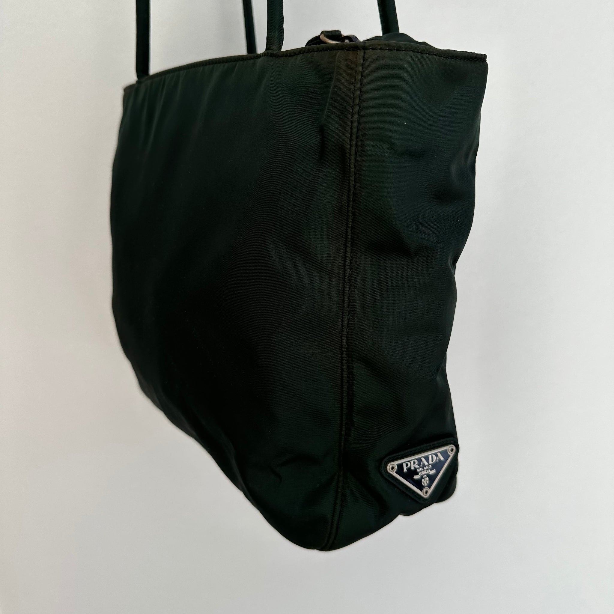 Prada Side Logo Tote Bag Nylon Green