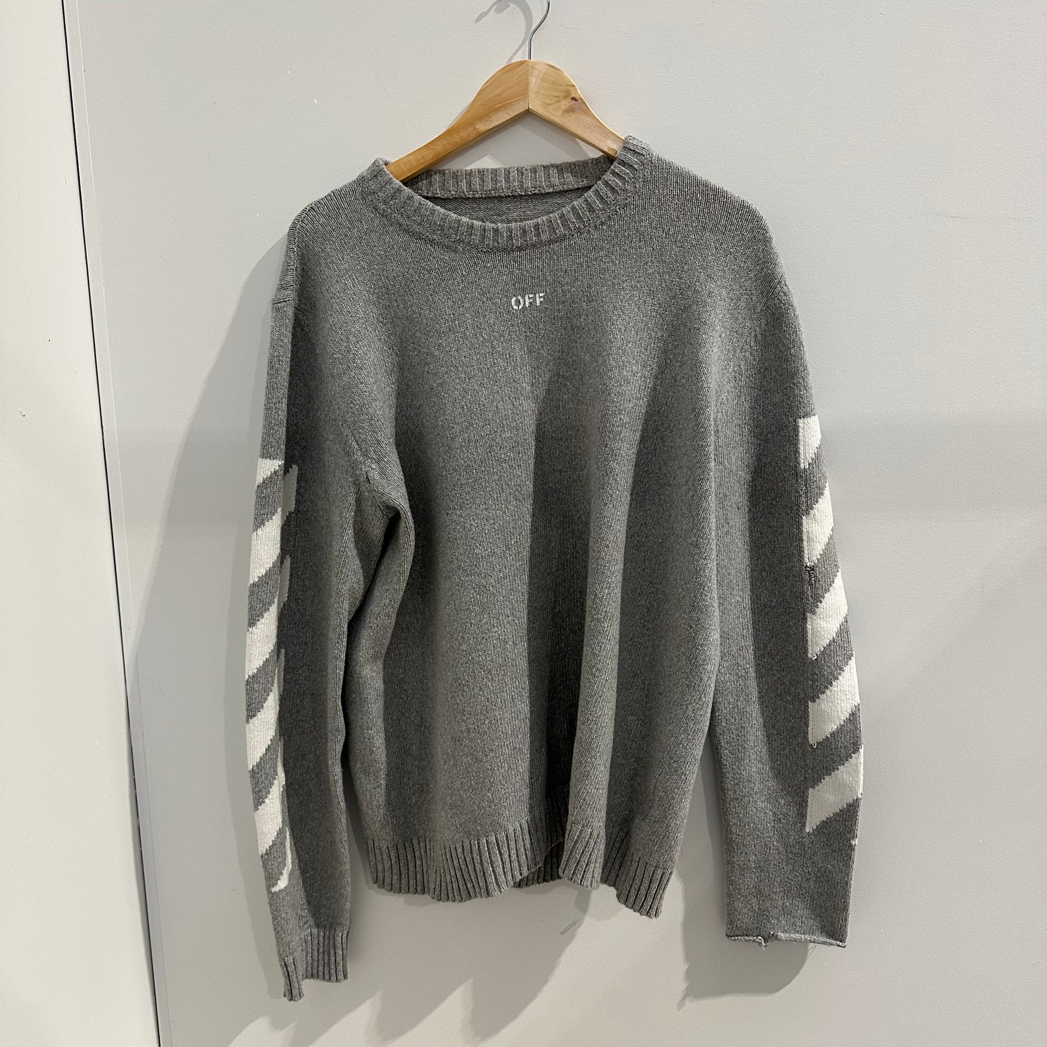 Off-White Grey Diag Arrow Sweater Fits L-XL