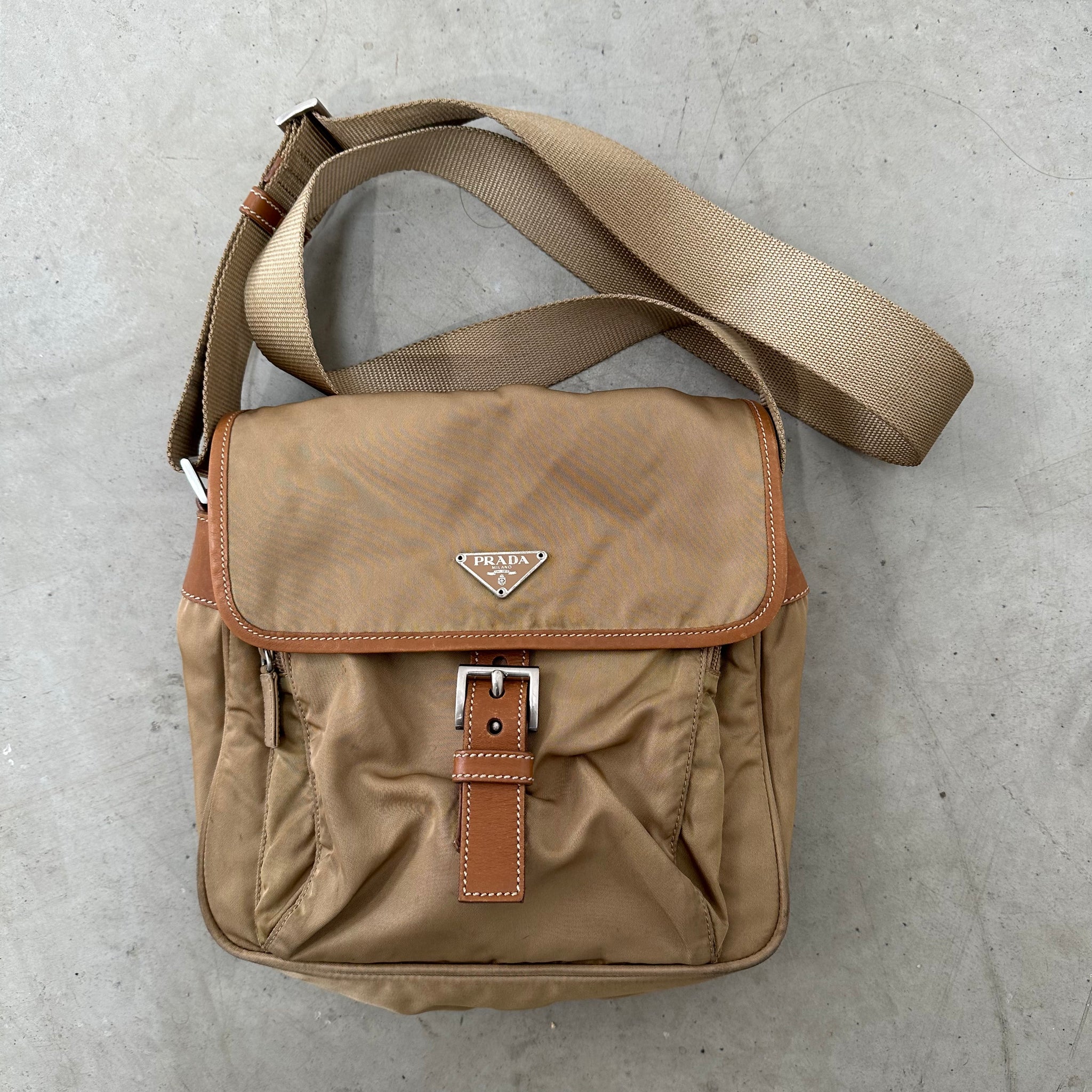 Prada Brown Messenger Nylon Bag