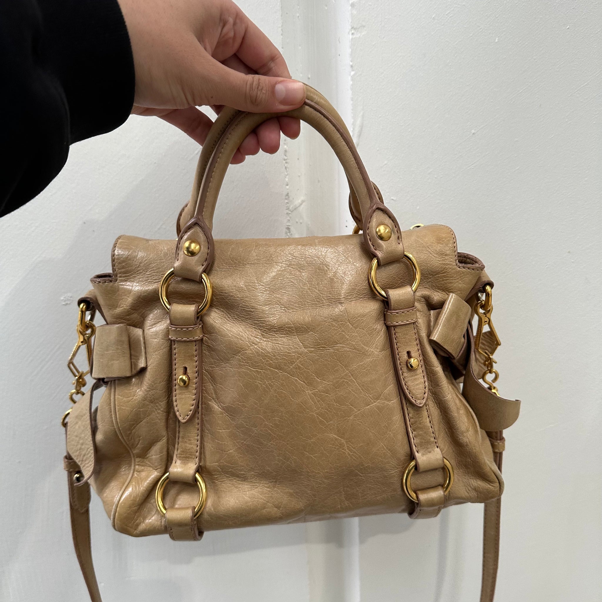 Miu Miu Beige Leather Hand Bag