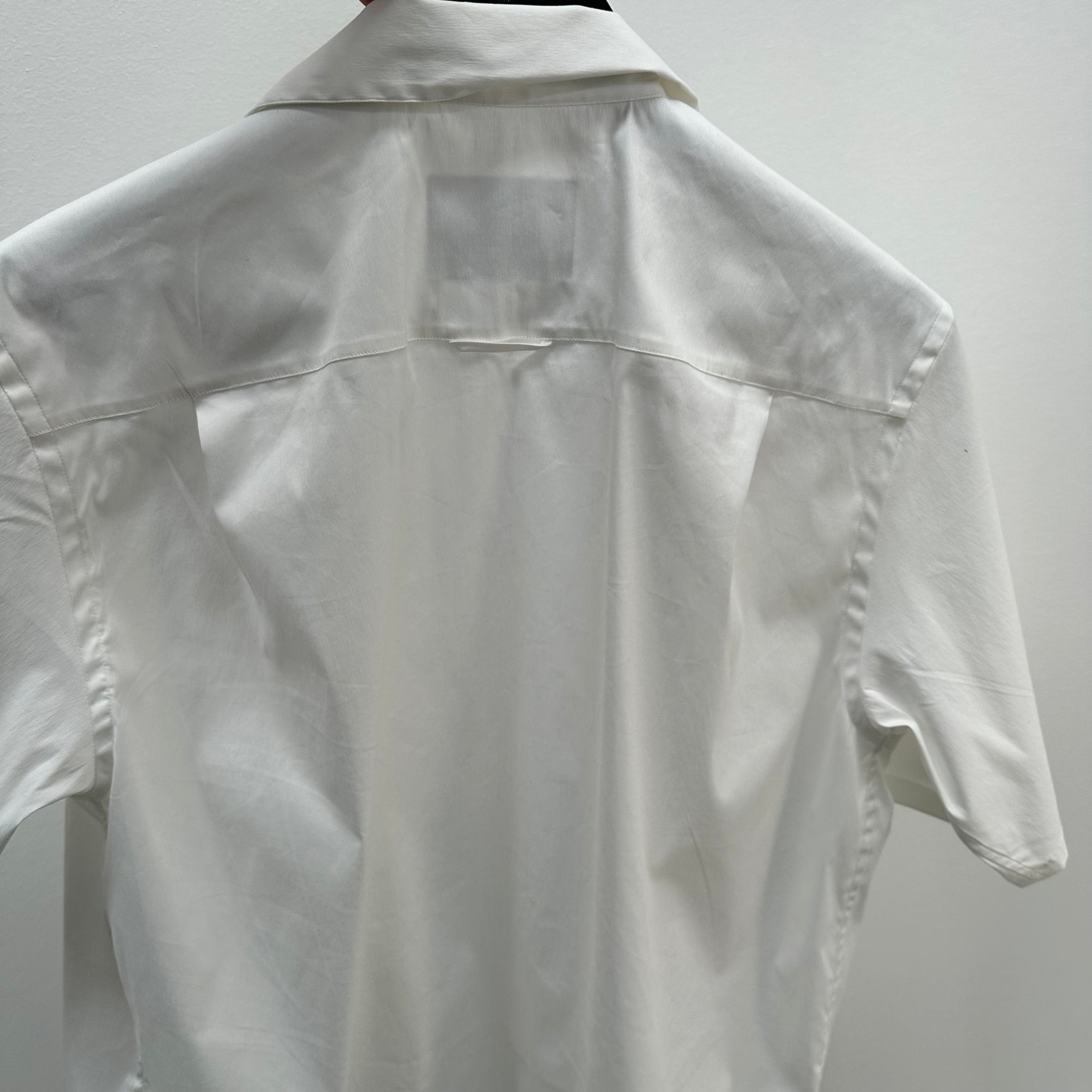 Prada White Patch Logo Zip Up Shirt