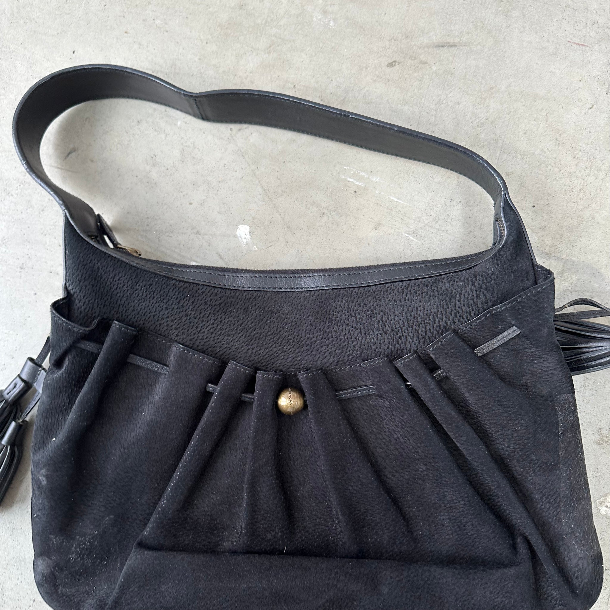Givenchy Shoulder Bag Black Suede Leather