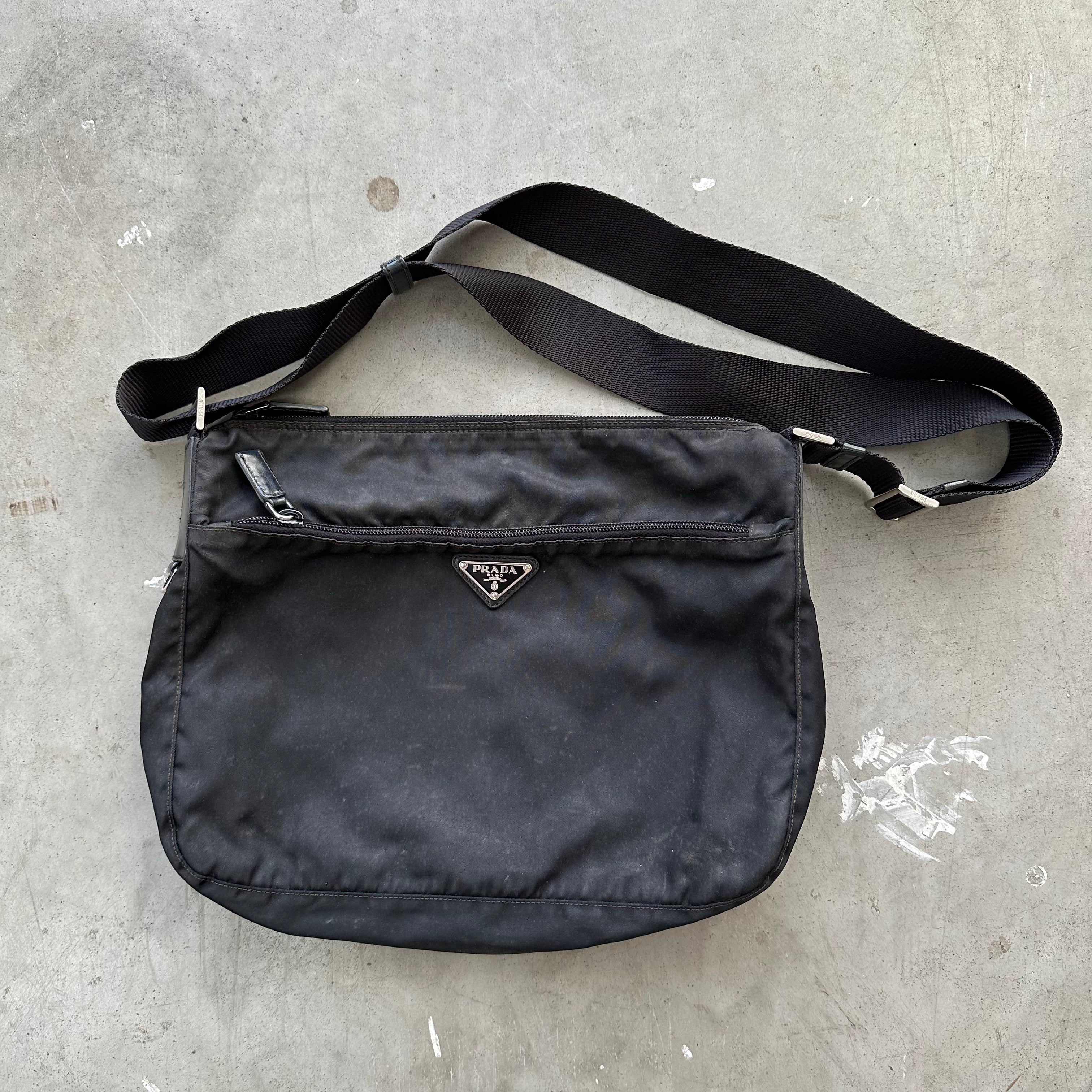 Prada Messenger Crossbody Bag Nylon Black Curated by Charbel