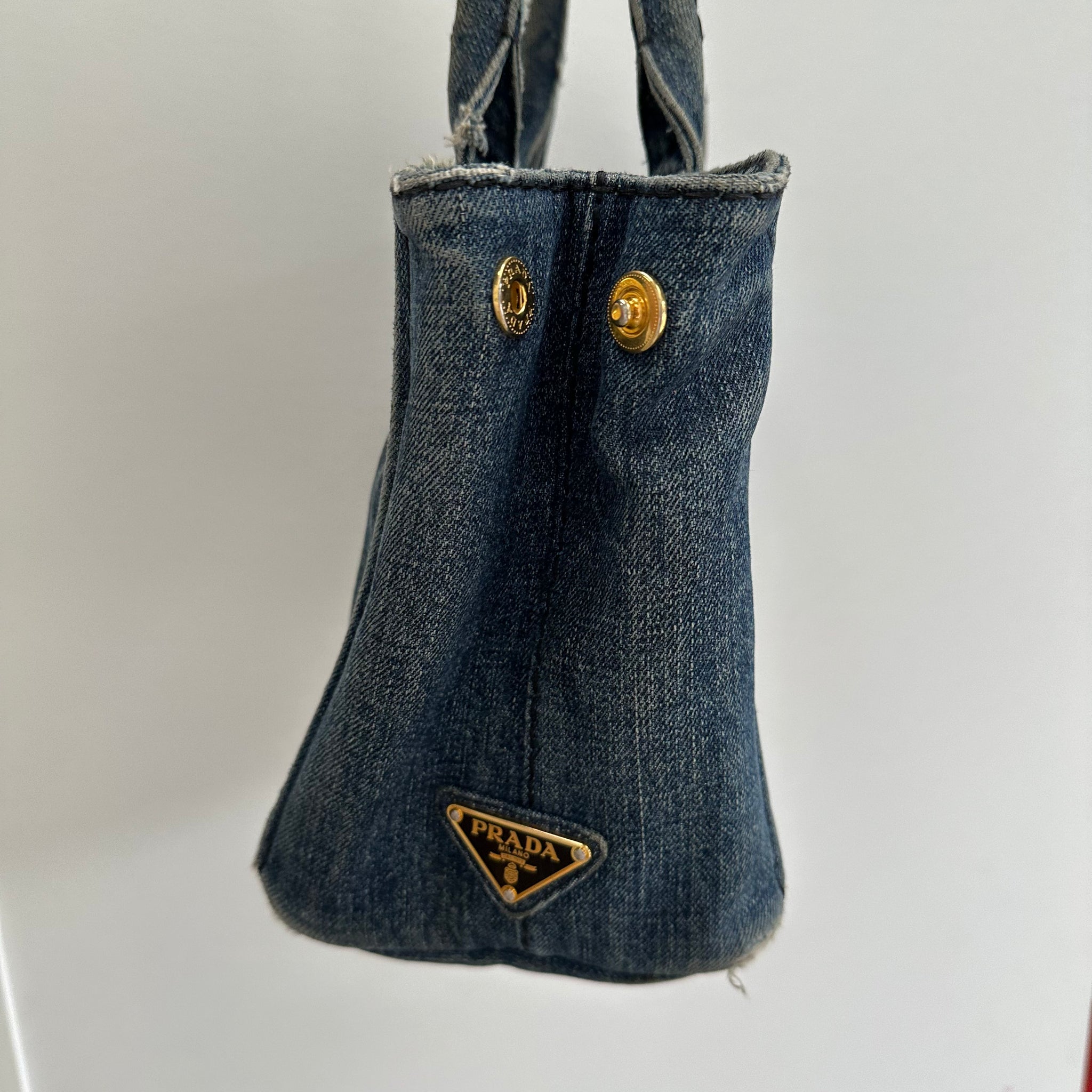 Prada Canapa Mini Tote Bag Denim