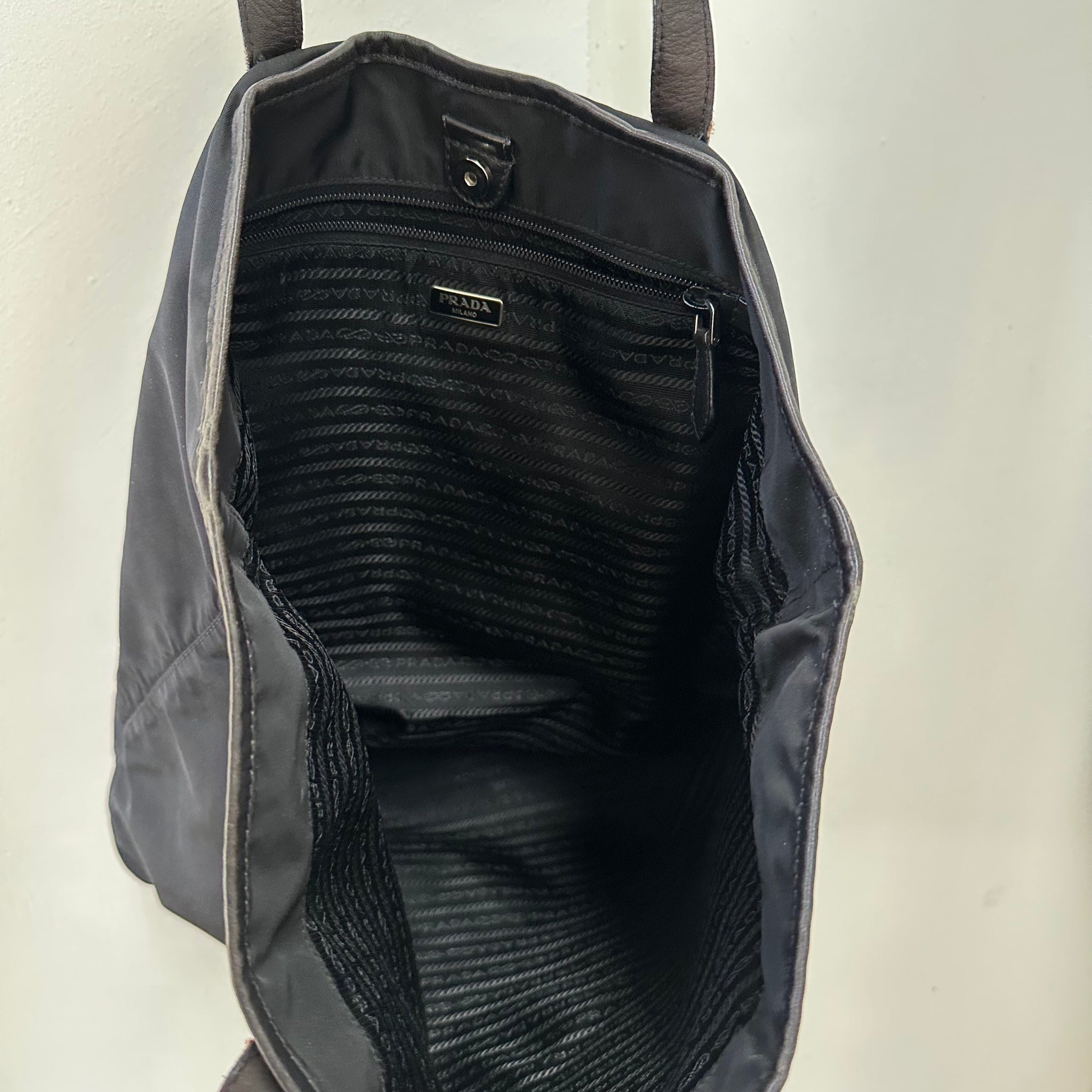 Prada Black Tote Bag with Keychain Clip