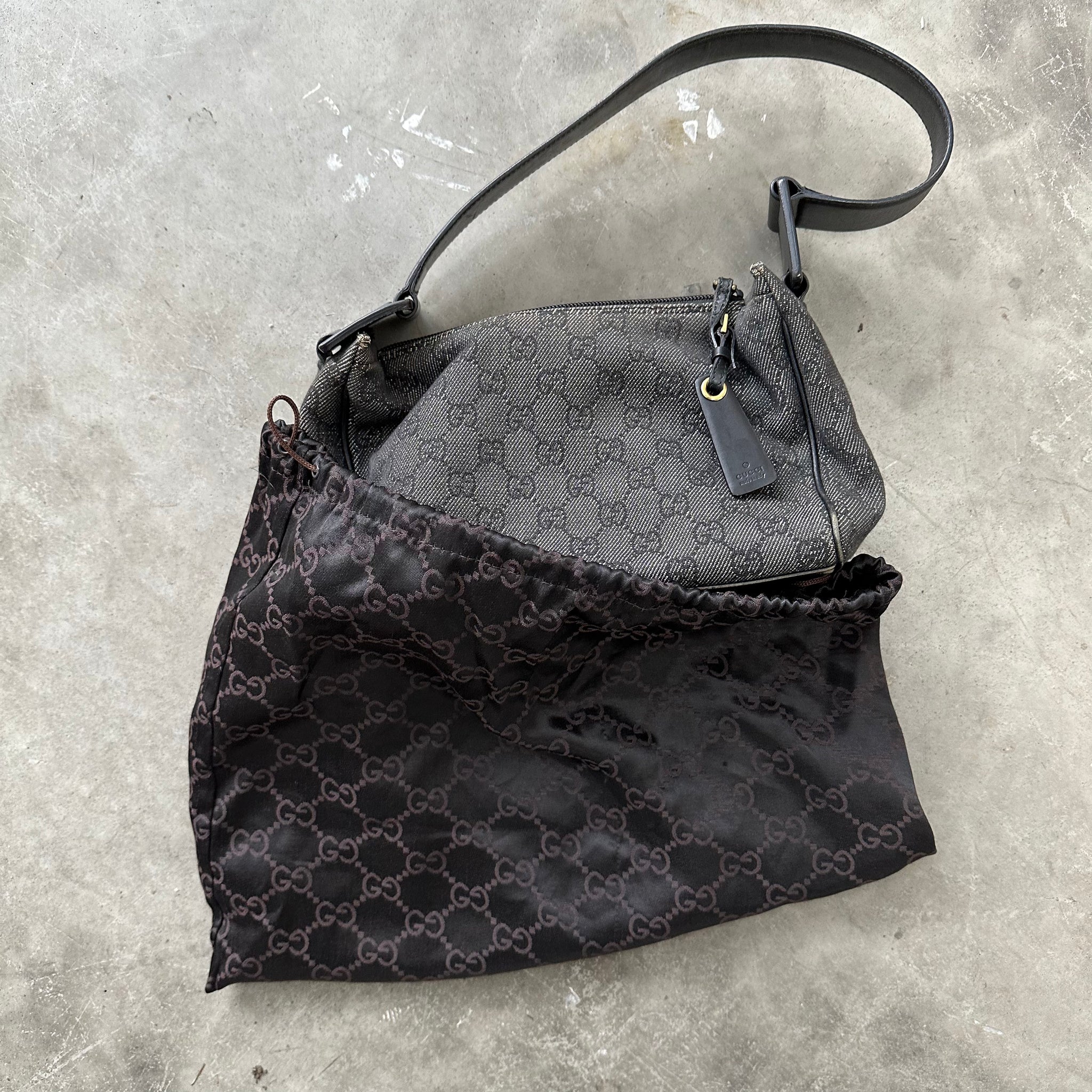 Gucci Grey Hobo Style Shoulder Bag