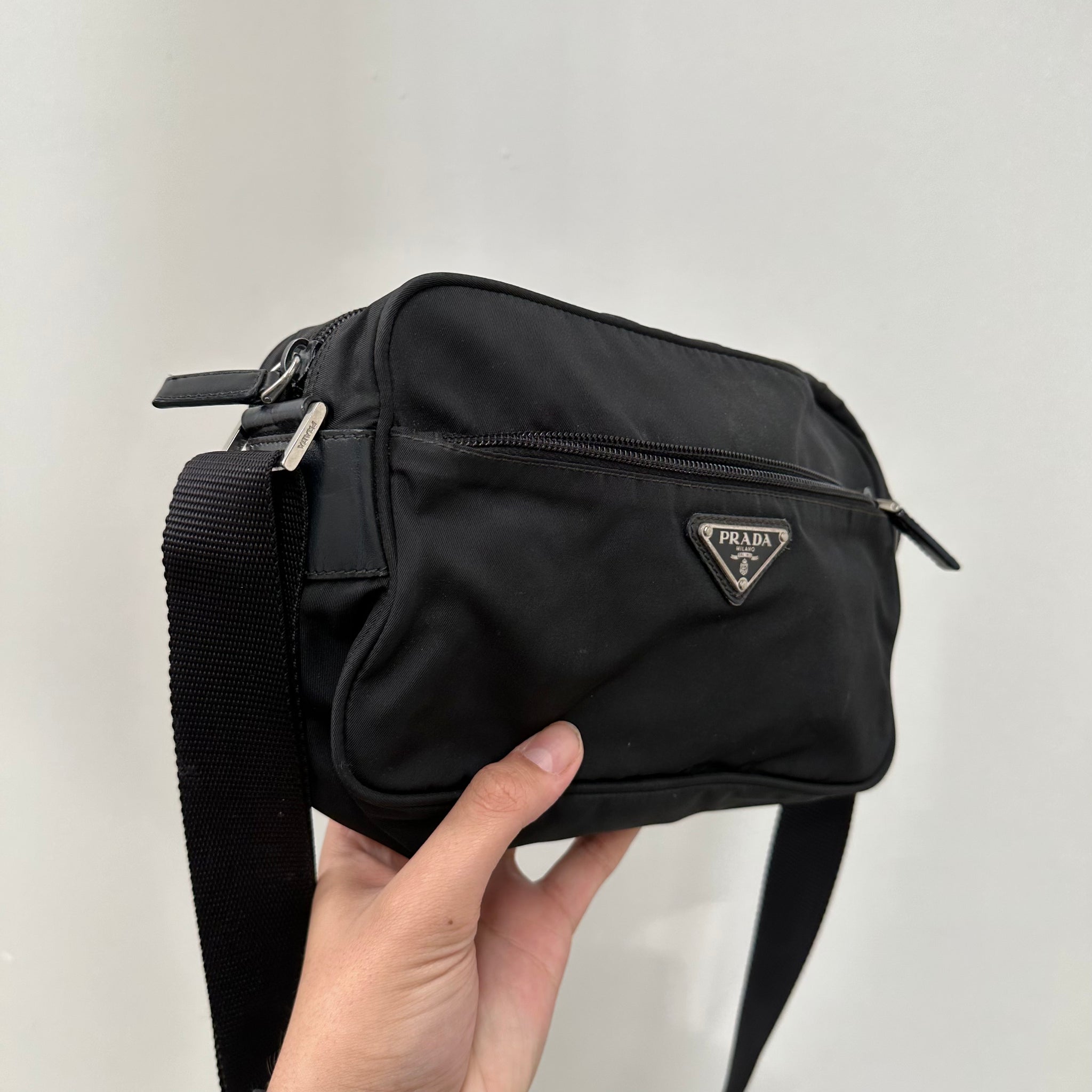 Prada Black Messenger Nylon Bag
