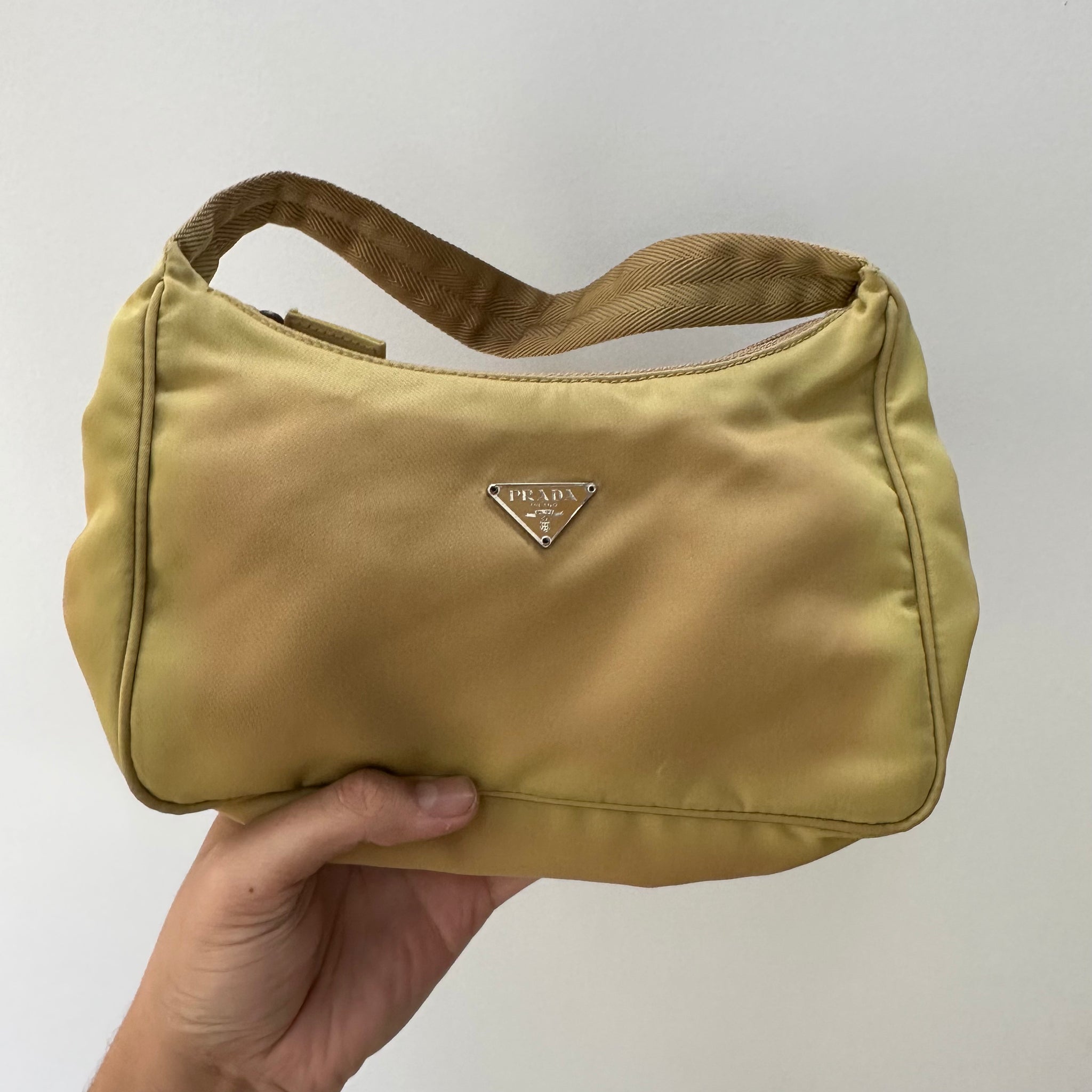 Prada Shoulder Hobo Bag Nylon Yellow