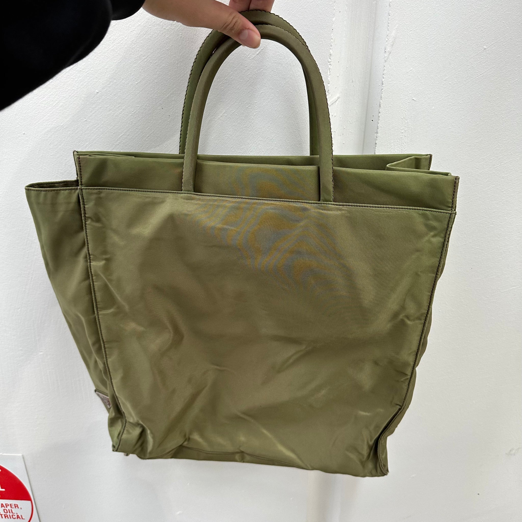 Prada Side Logo Double Layer Green Bag