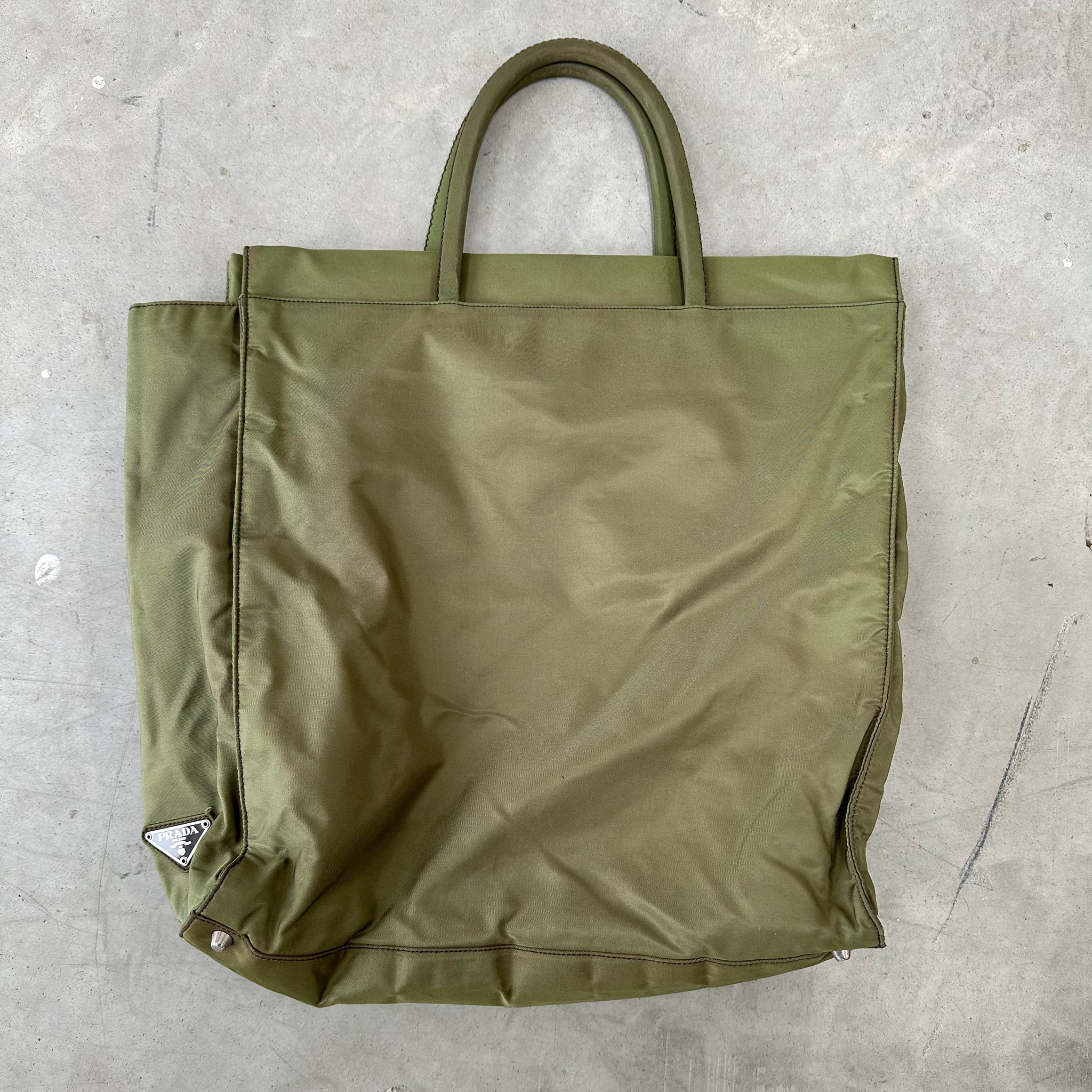 Prada Side Logo Double Layer Green Bag